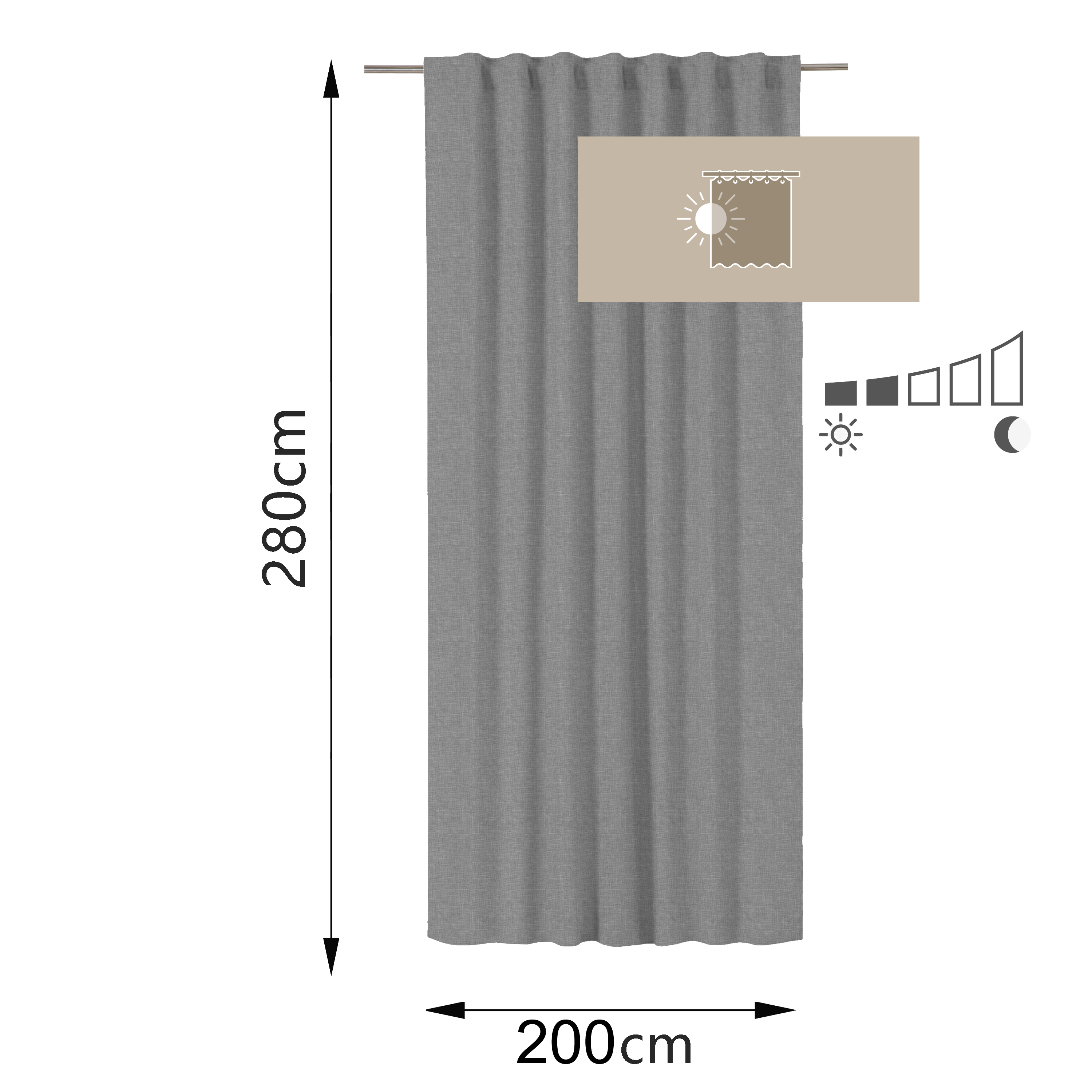 Zasłona Raspberry Granit szara 200 x 280 cm na taśmie Inspire - 20