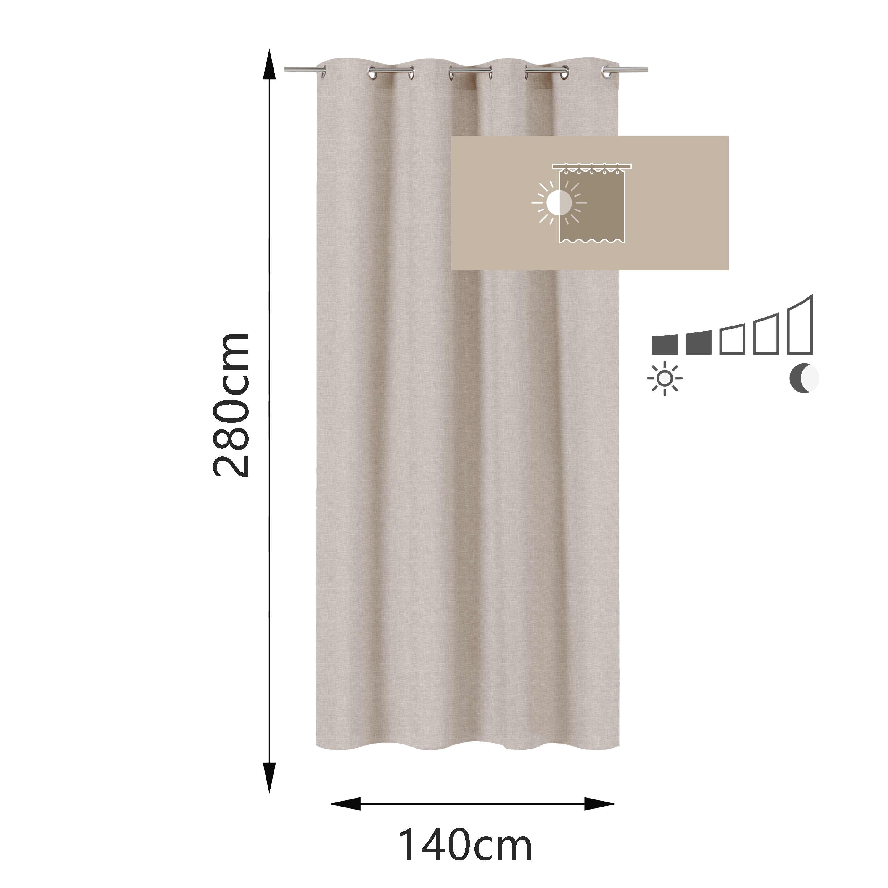 Cortinado ilhós Raspberry 140x280cm bege 6 Inspire - 6