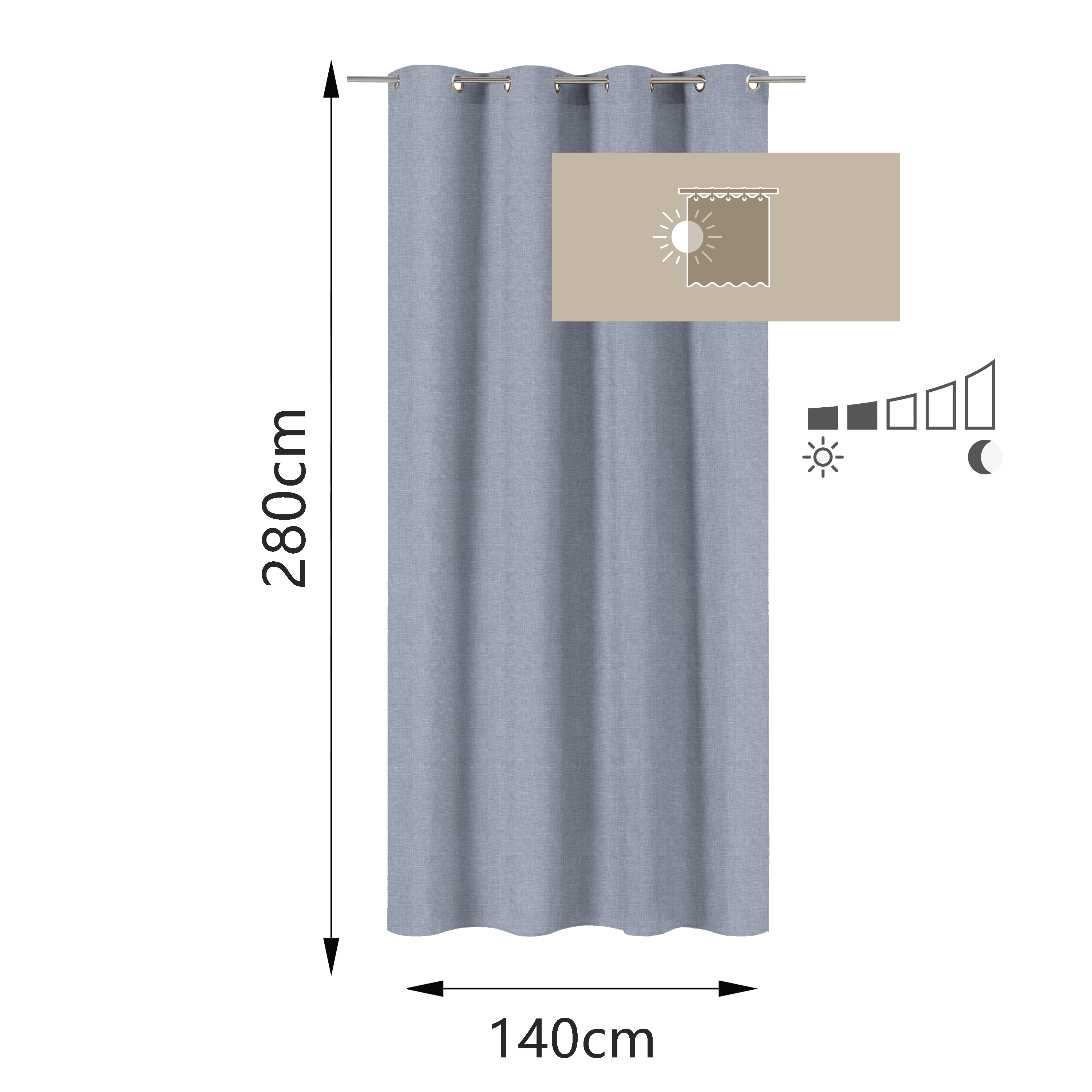 Rideau tamisant, Raspberry, bleu H.280 x l.140 cm INSPIRE - 2