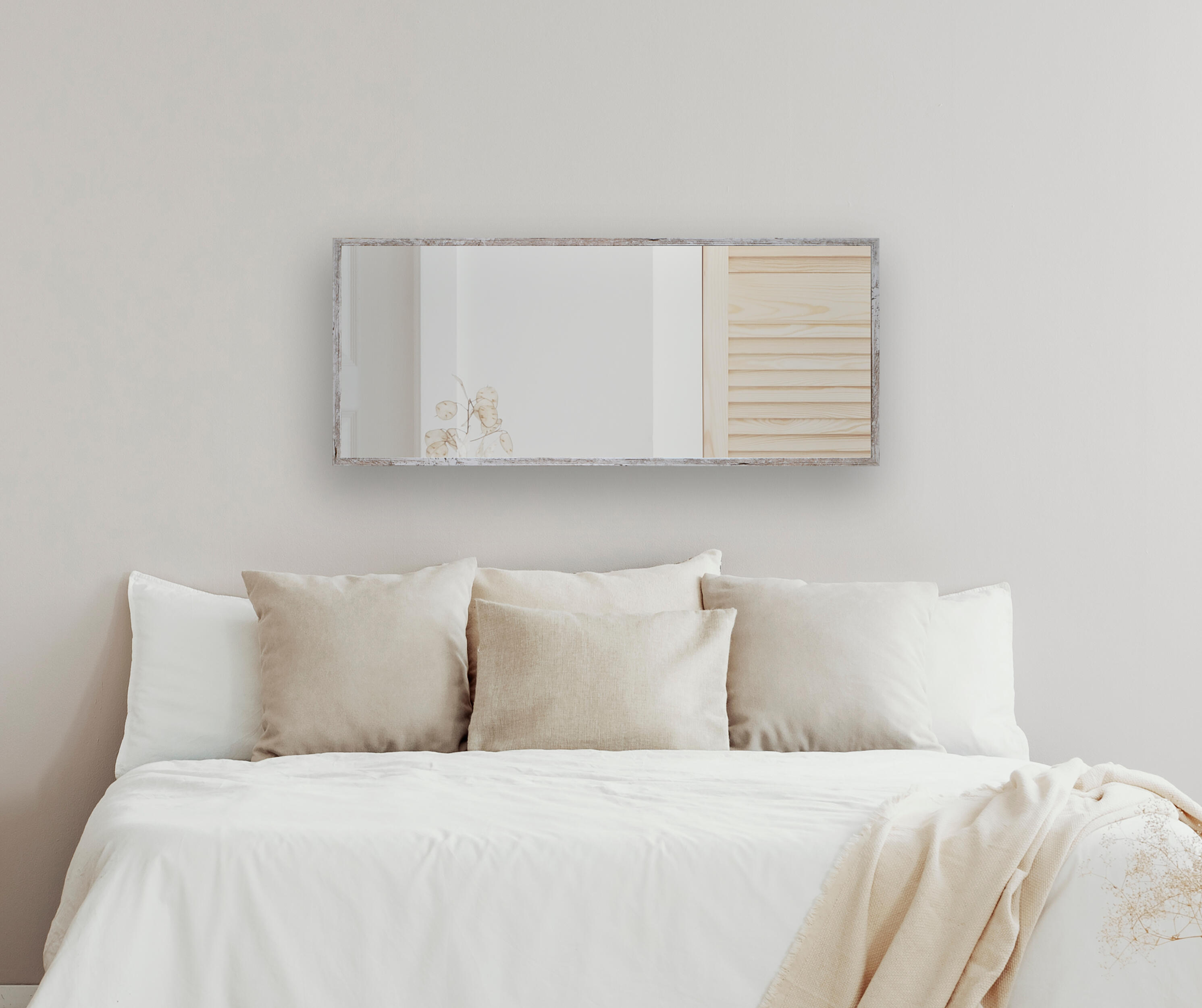 Espejo enmarcado de pared o suelo rectangular Unic MDF blanco mate  de 42 x 102 cm - 2