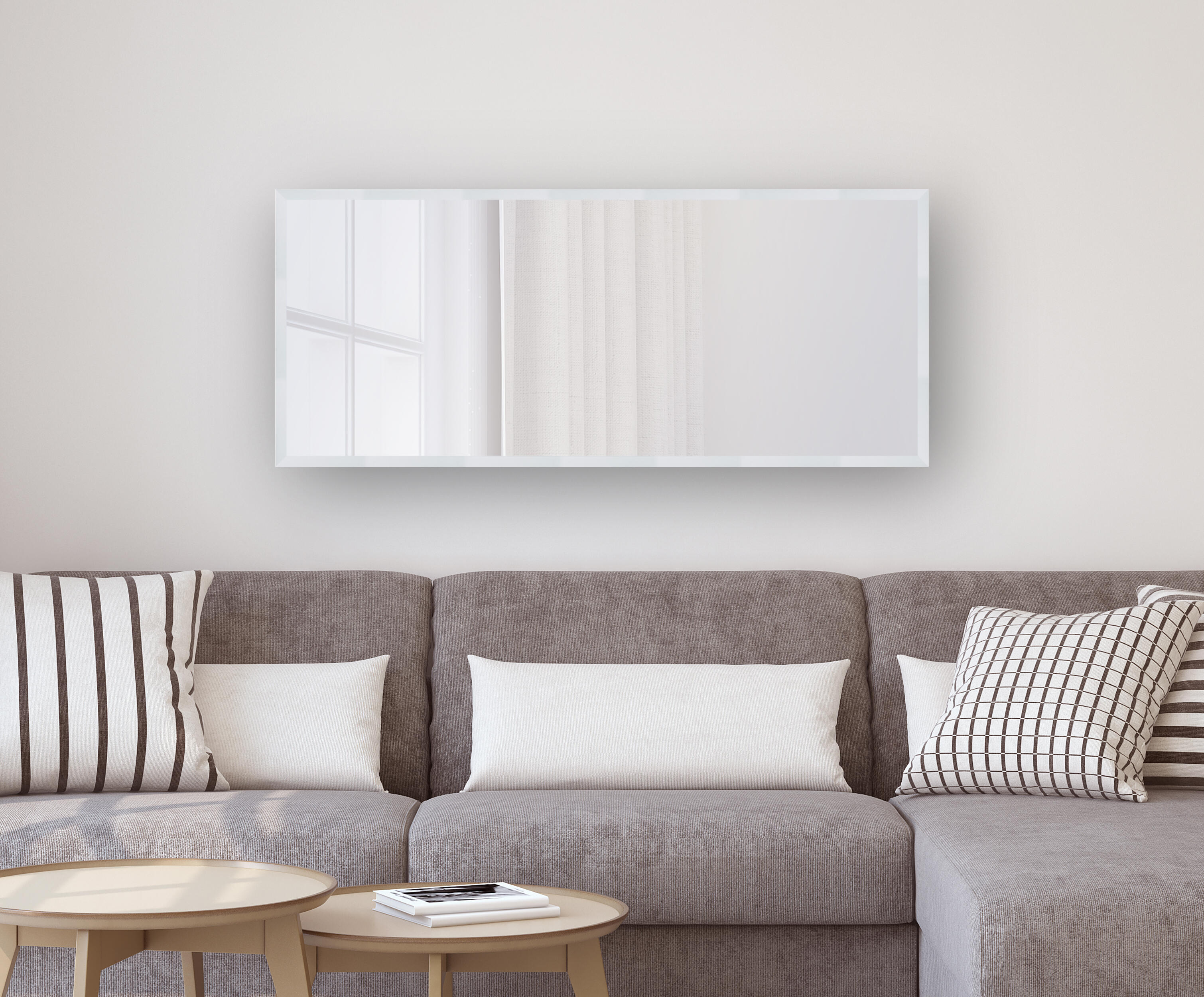 Espejo enmarcado de pared o suelo rectangular Unic MDF blanco mate  de 42 x 102 cm - 2