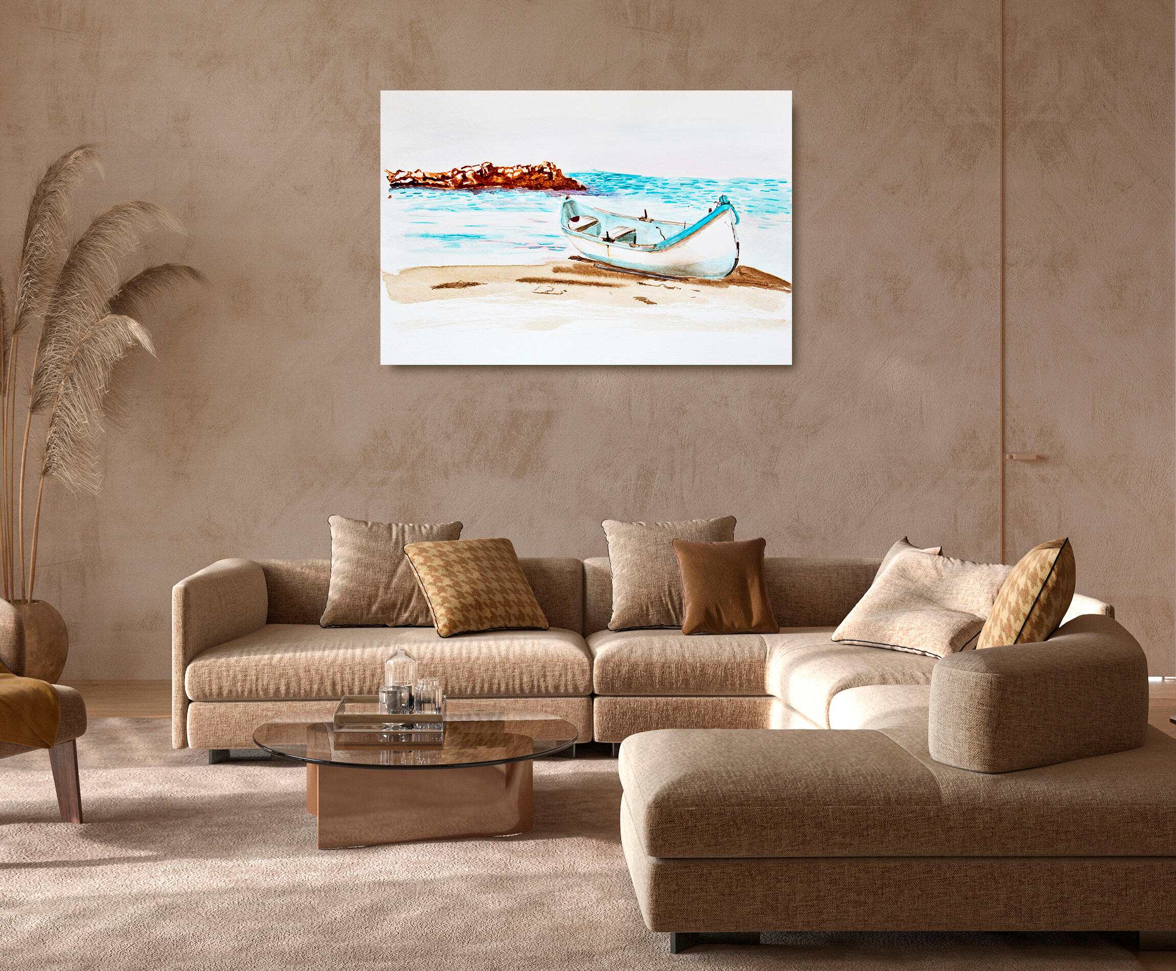 Pintura impresa sin marco barca playa 80x120cm