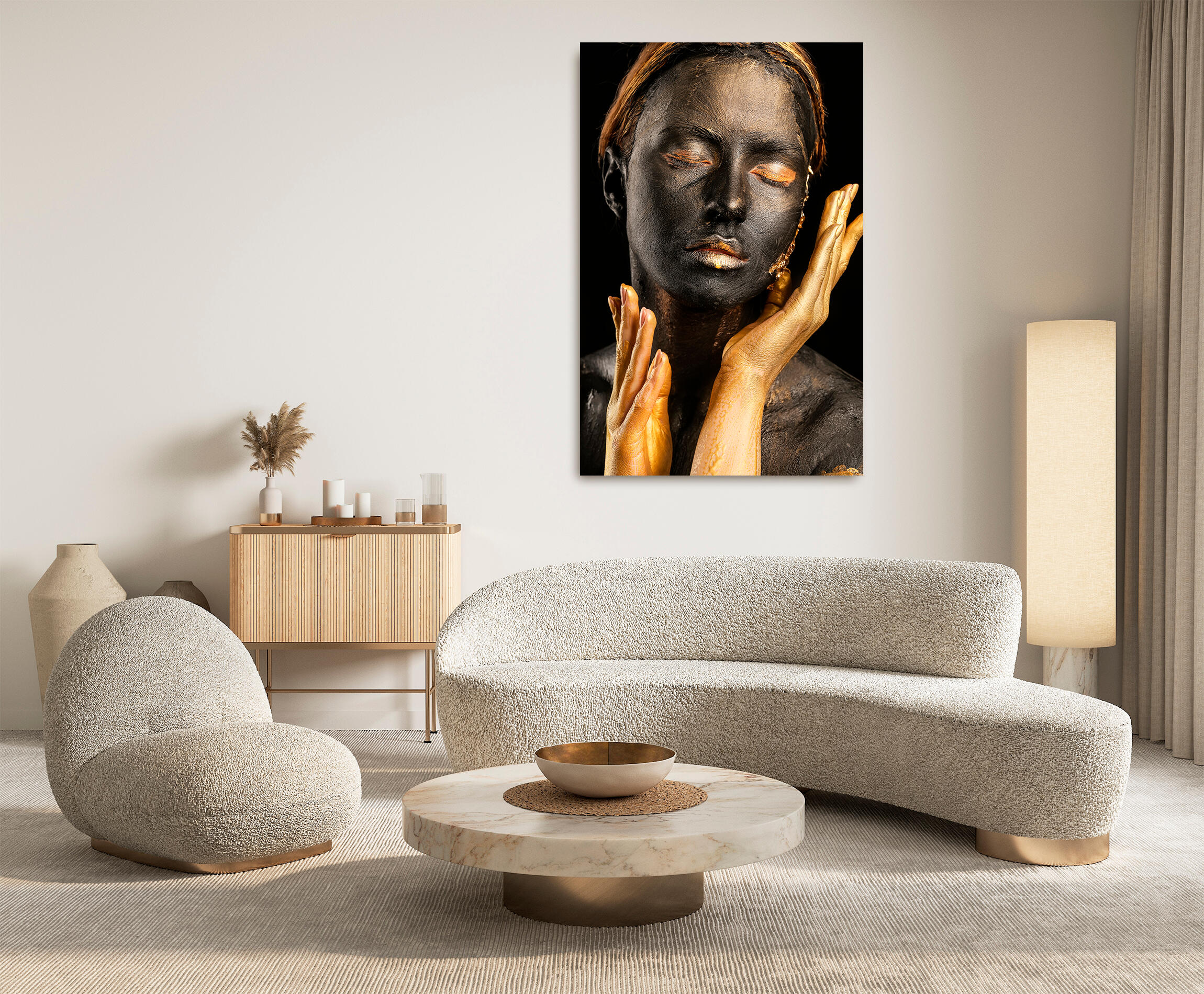 Pintura impresa sin marco woman face oro 80x120cm