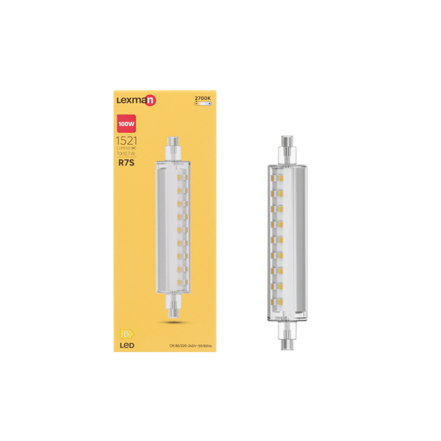 Ampoule led, tube R7S, 118mm, 1521lm = 100W, blanc chaud, LEXMAN