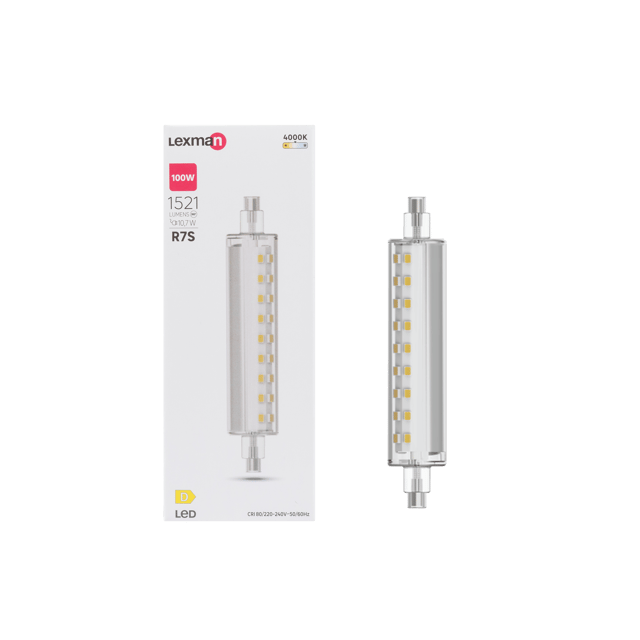 Ampoule led, tube R7S, 118mm, 1521lm = 100W, blanc neutre, LEXMAN