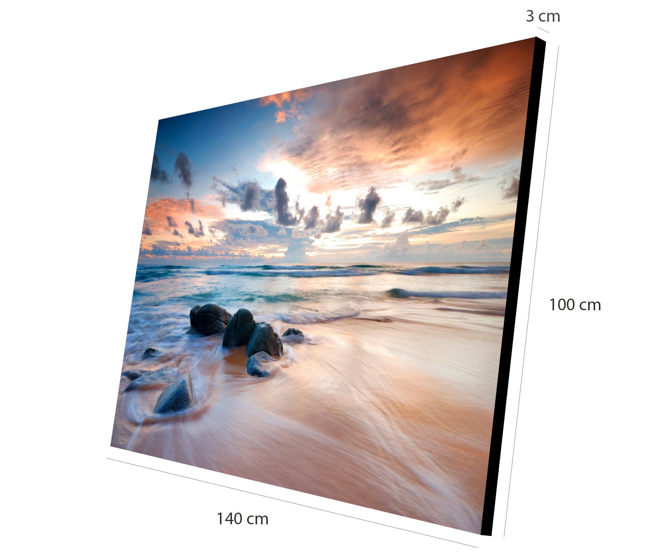 Objeto decorativo sin marco Mar rectangular de 140 x 100 cm. MDF