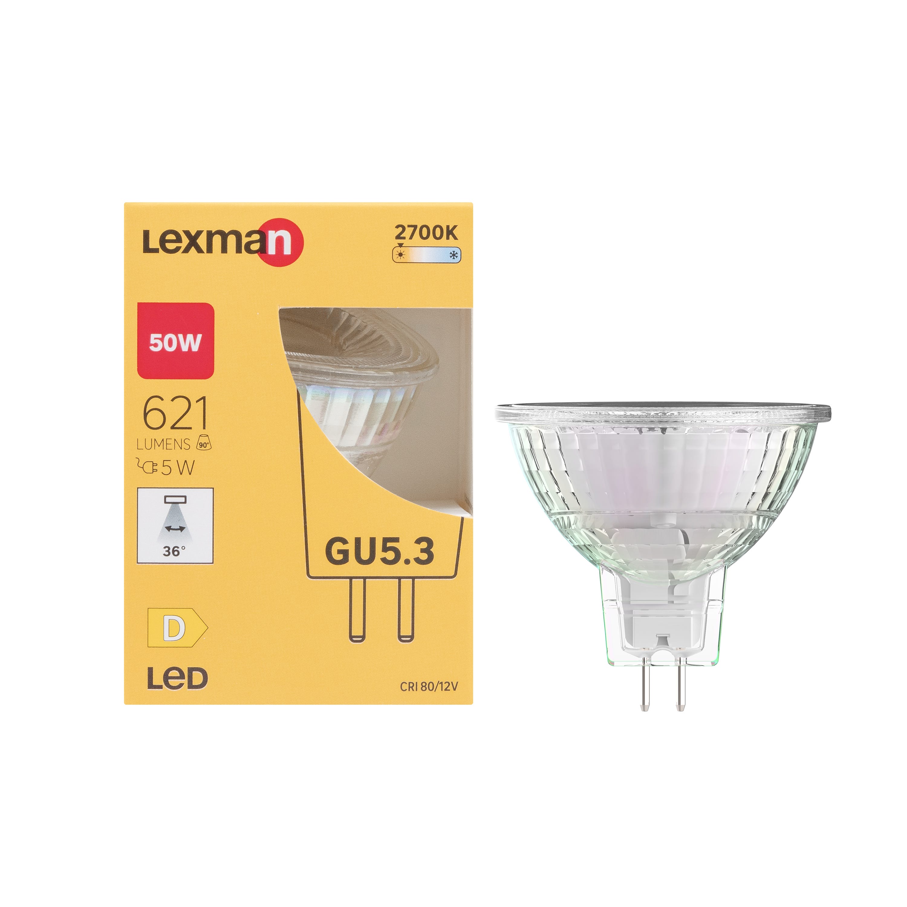 Ampoule Led R flecteur GU5 3 36 621lm 50W Blanc Chaud LEXMAN Ampoule Led R flecteur GU5 3 36 621lm 50W Blanc Chaud LEXMAN