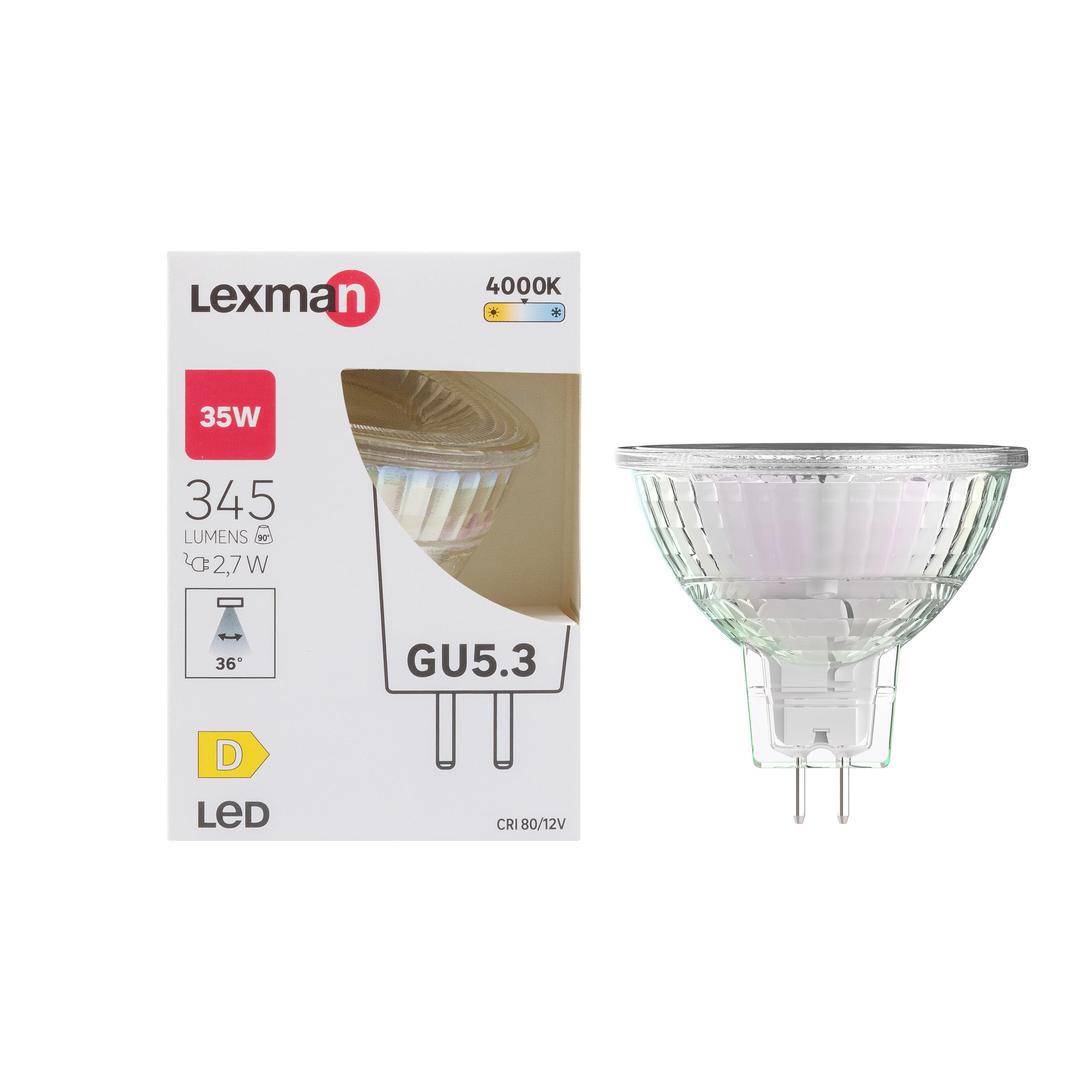 Żarówka LED GU5.3 2,7 W 345 lm Neutralna biel Lexman