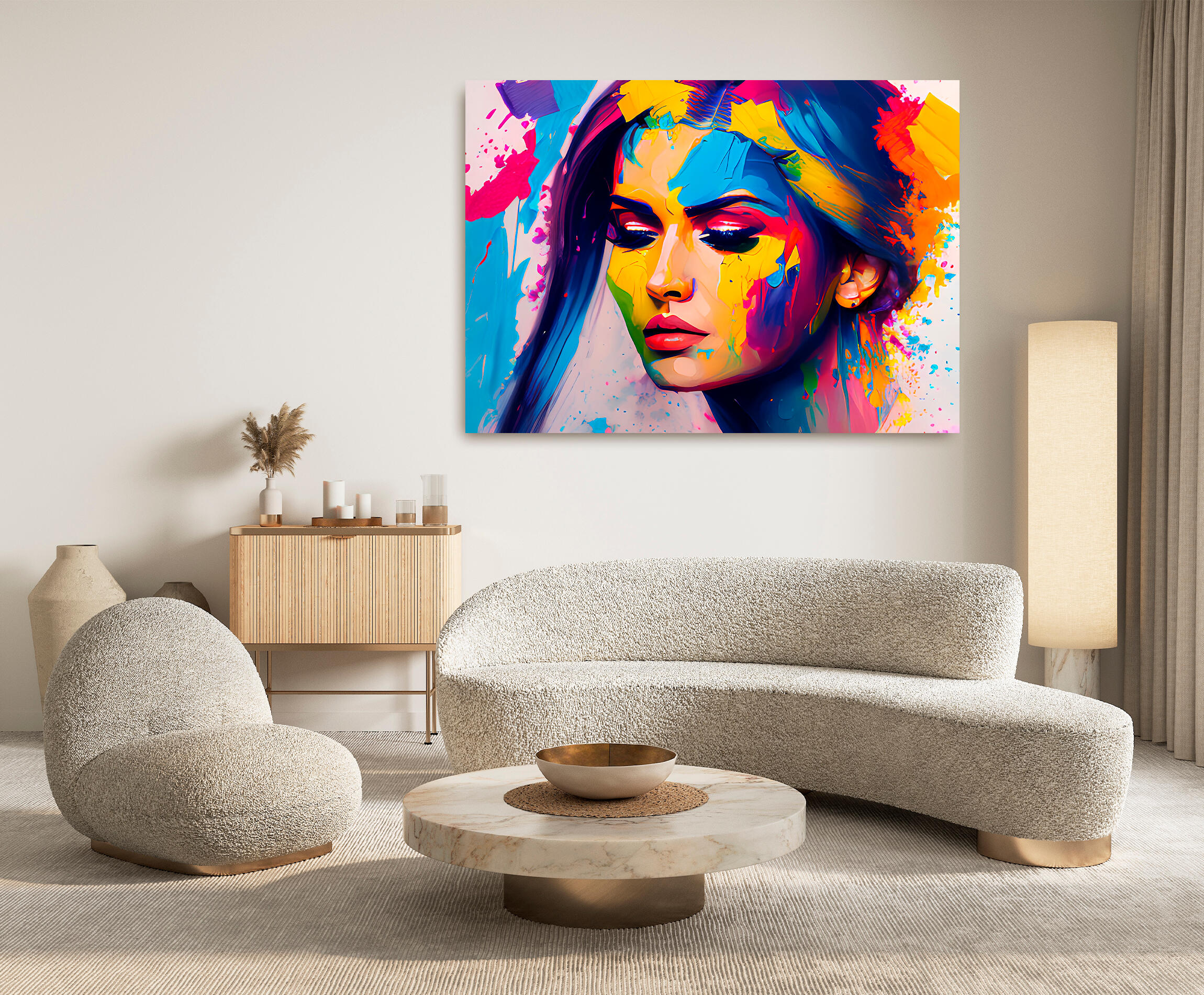 Pintura impresa sin marco woman face iv 100x140cm