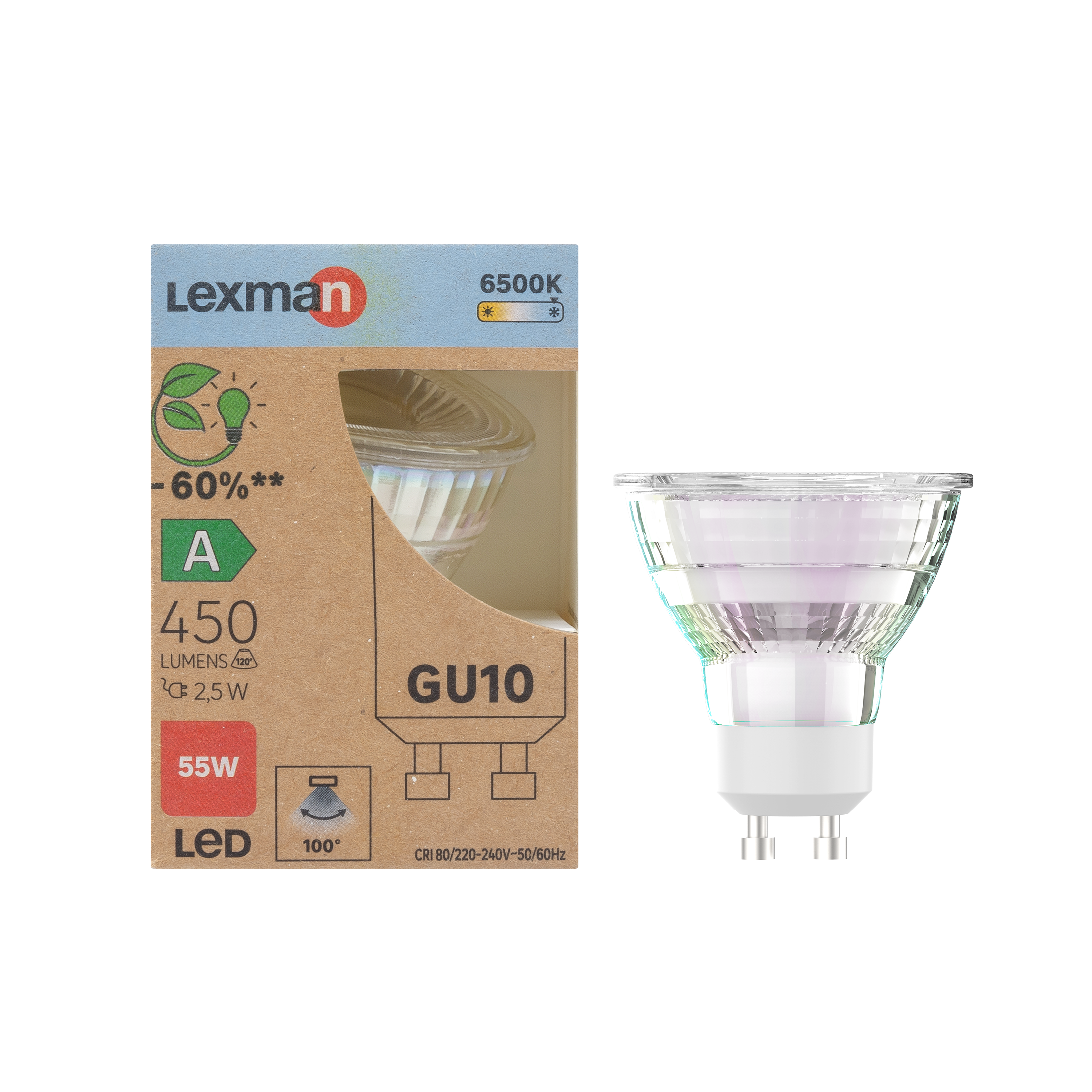 Bombilla led lexman gu10 blanco frío clase a