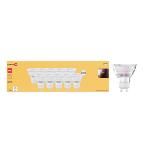 Lot de 10 ampoules led réflecteur GU10, 450lm = 50W, blanc chaud, LEXMAN