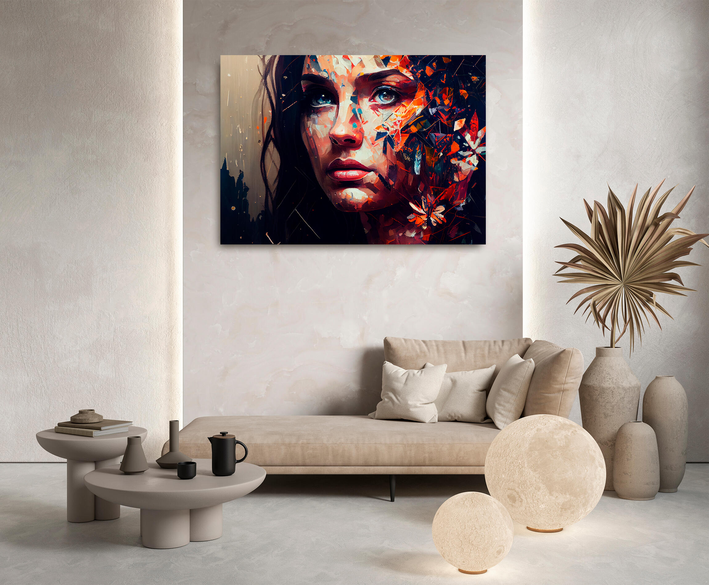 Pintura impresa sin marco face girl 100x140cm