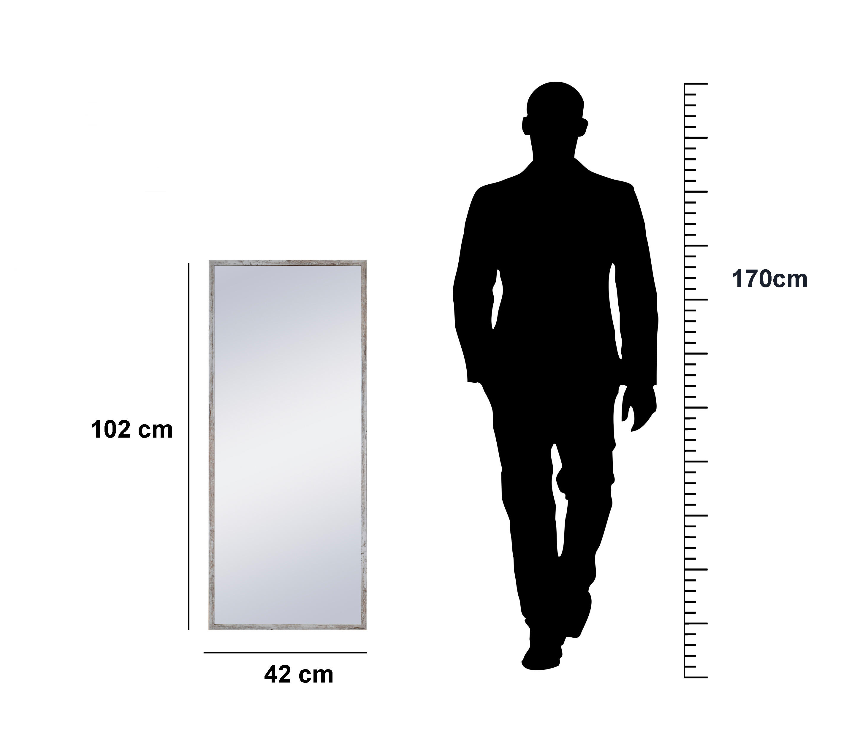 Espejo enmarcado de pared o suelo rectangular Unic MDF blanco mate  de 42 x 102 cm - 3