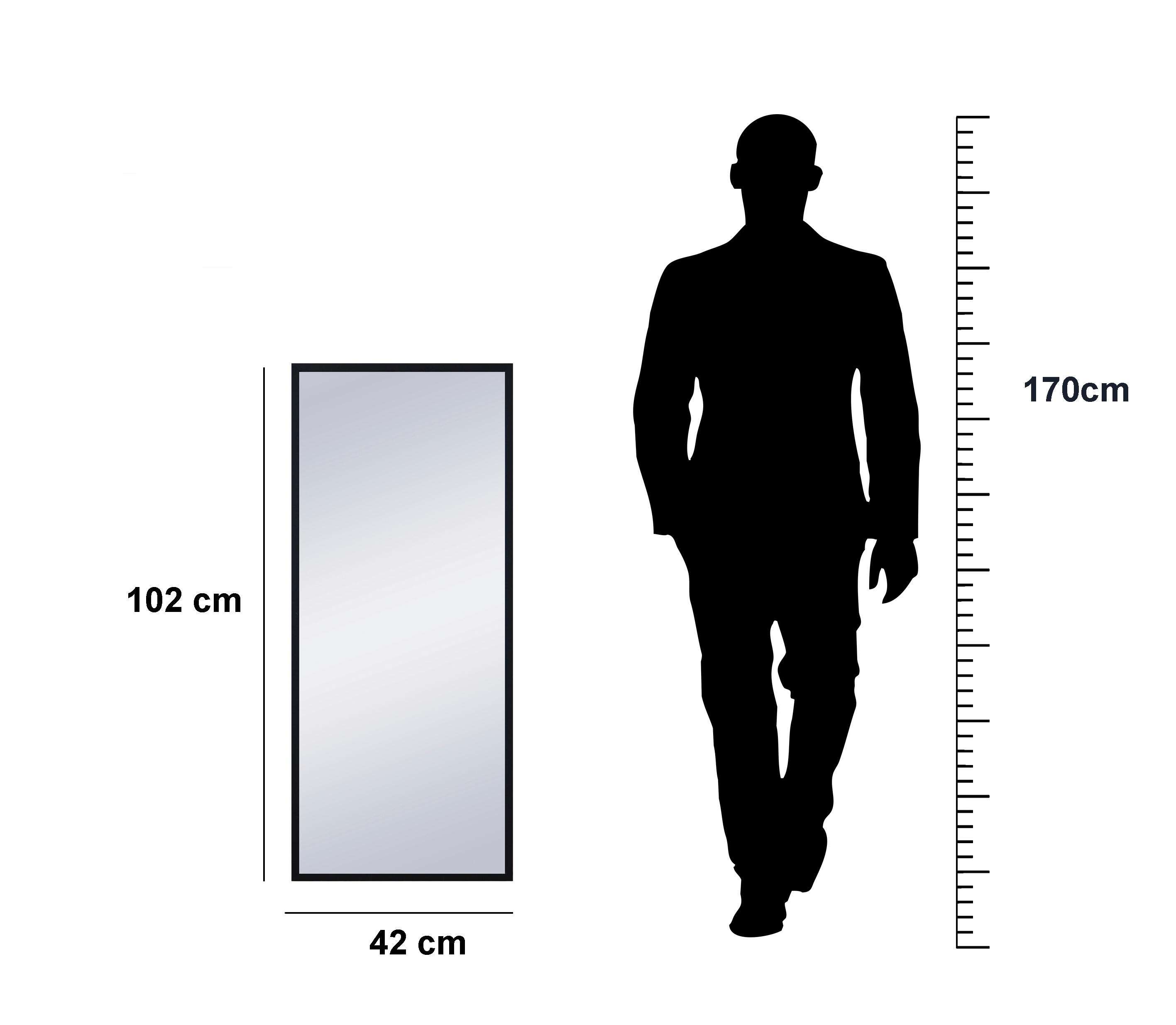 Espejo enmarcado de pared o suelo rectangular Unic MDF negro mate  de 42 x 102 cm - 3