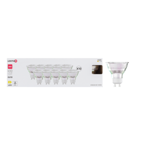 Lot de 10 ampoules led réflecteur GU10, 450lm = 50W, blanc neutre, LEXMAN