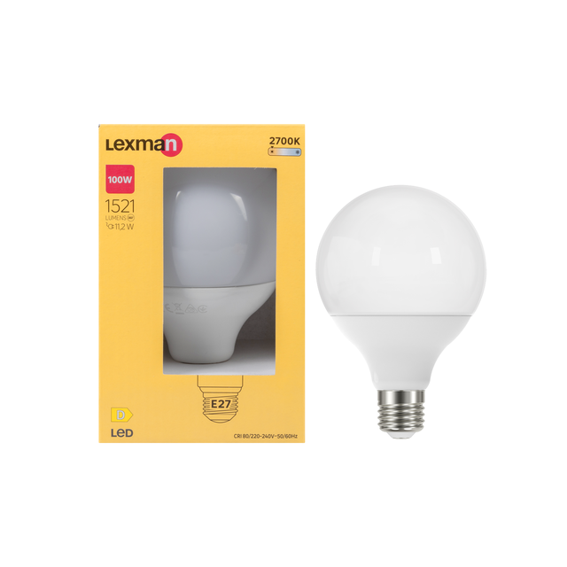 Ampoule led, globe 95mm, E27, 1521lm = 100W, blanc chaud, LEXMAN