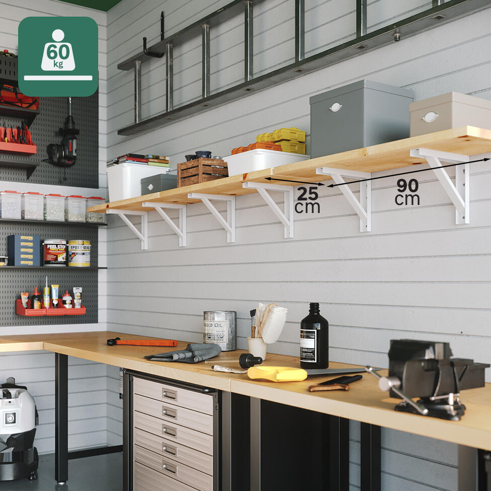 Suporte para prateleira reforçado aço branco 18x20 cm 60 kg Forta - 4