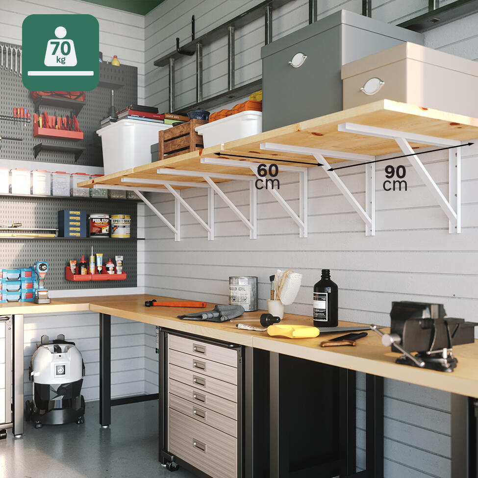 Suporte para prateleira reforçado aço branco 30x50 cm 70 kg Forta - 3