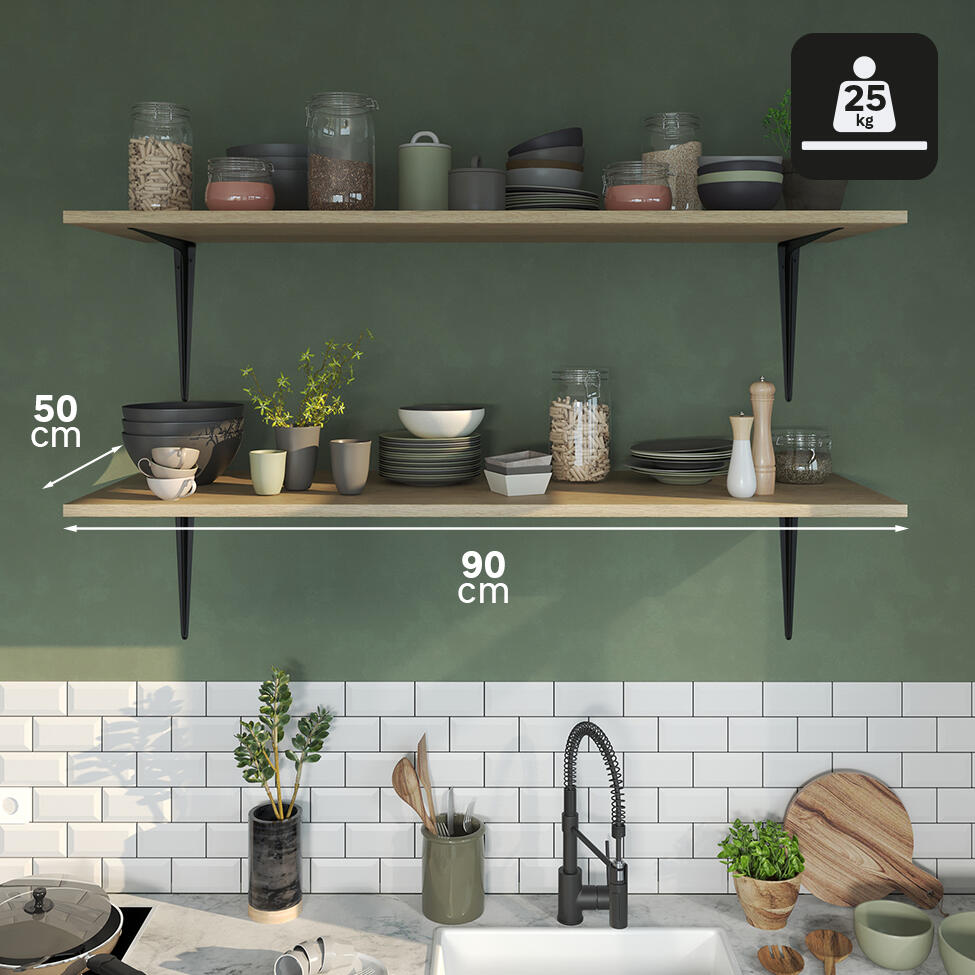 Equerre de fixation murale acier peint noir, H.40 x P.35 cm - 4