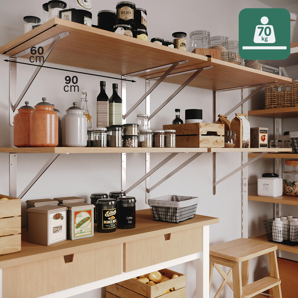 Suporte para prateleira reforçado aço cinza 32,3x50 cm 70 kg Dolmen - 4