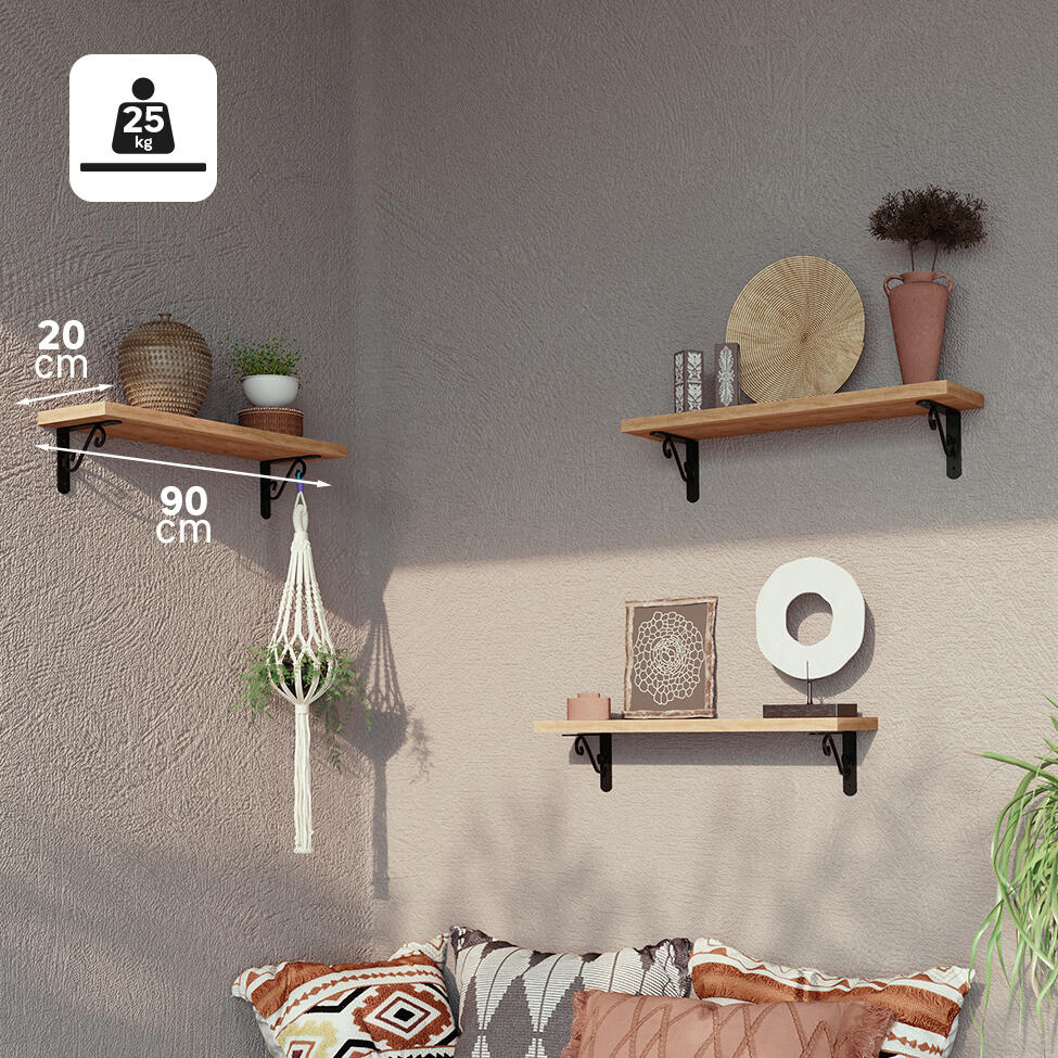 Suporte para prateleira decorativo preto 10x14 cm 25 kg Volute - 4