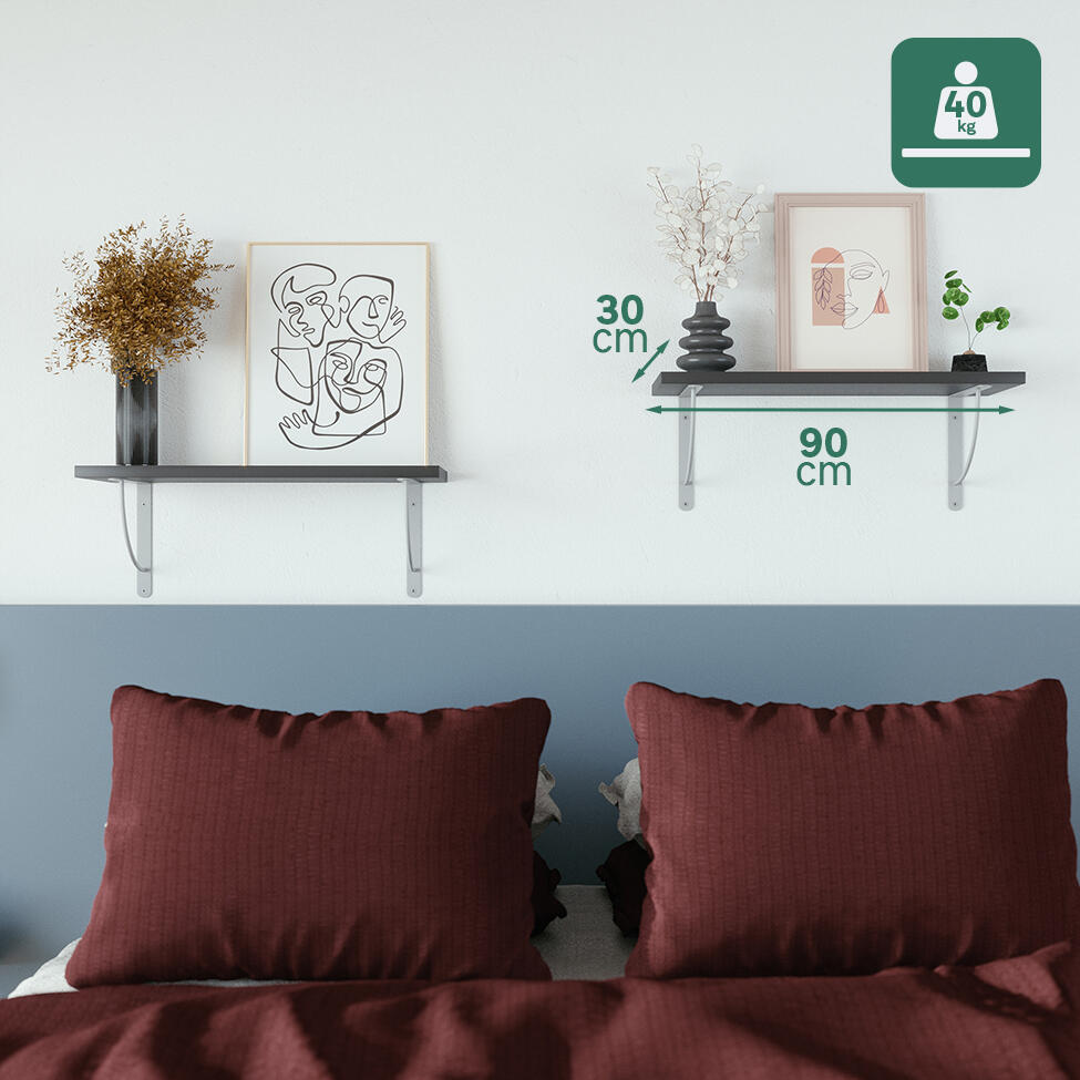 Equerre Bi bop acier peint gris, H.23 x P.23 cm - 4