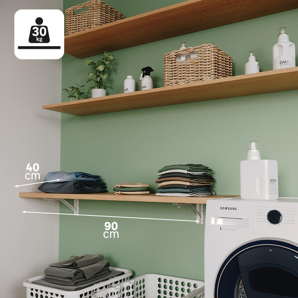 Suporte para prateleira abatível aço branco 30x14 cm 30 kg Faldi - 5