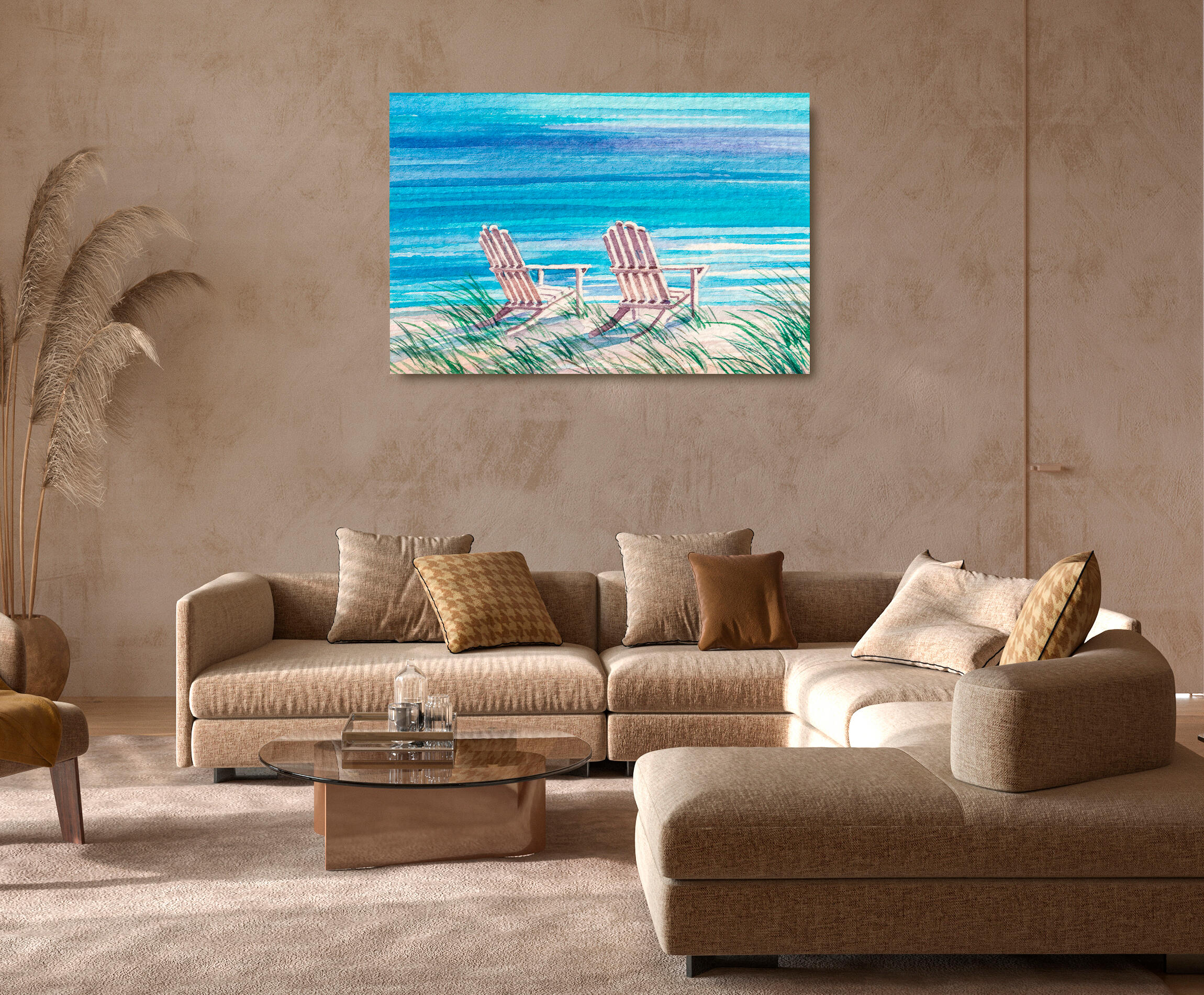 Pintura impresa sin marco hamacas playa 80x120cm