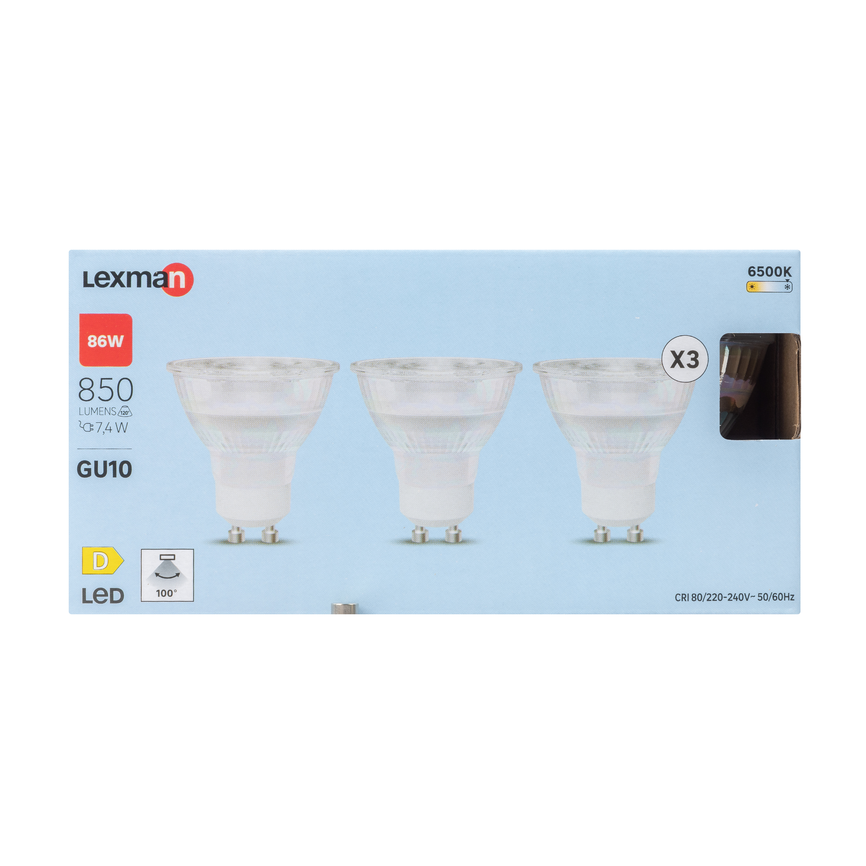 Pack 3 GU10 VID 850 lm 6500K Lexman - 6