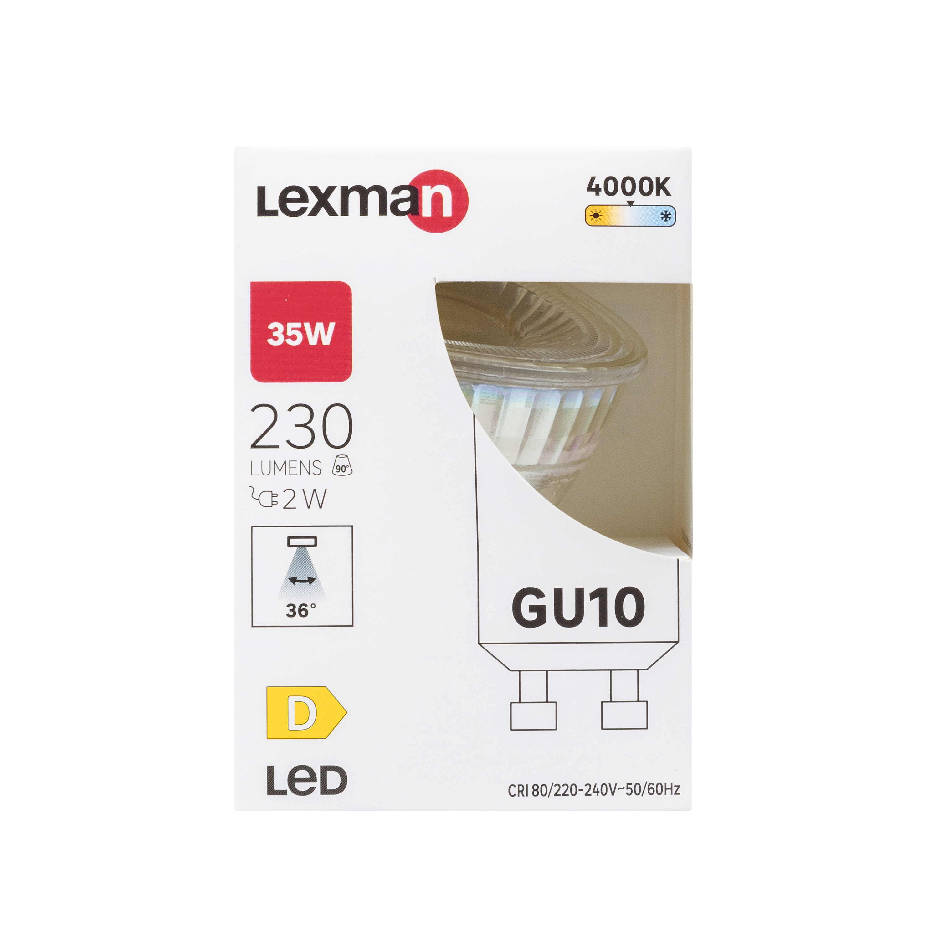 Ampoule led réflecteur GU10, 36°, 230Lm = 35W, blanc neutre, LEXMAN - 4
