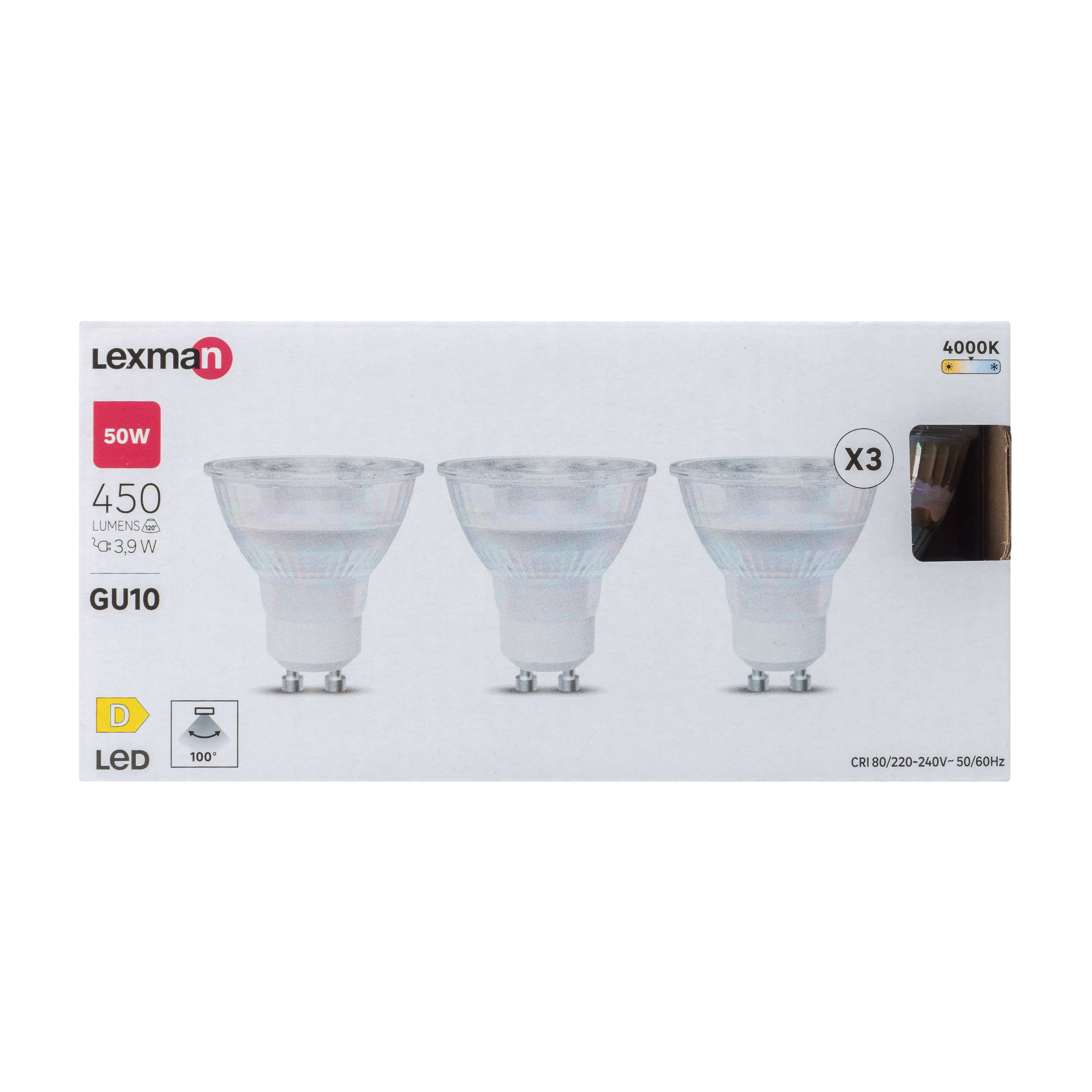 Żarówka LED GU10 3szt. 3,9 W 450 lm Neutralna biel Lexman - 6