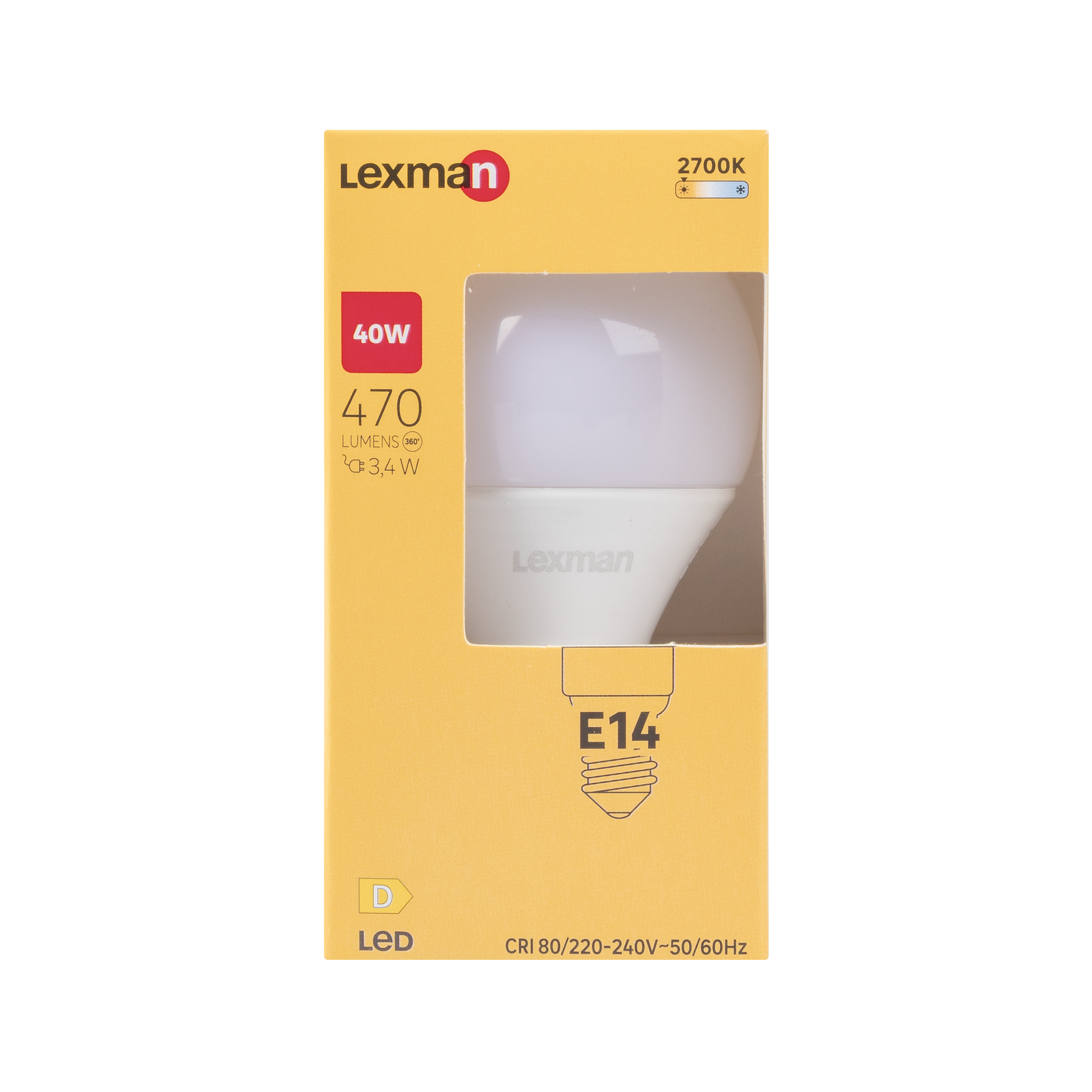 Ampoule led, plastique, sphérique, E14, 470lm = 40W, blanc chaud, LEXMAN - 6