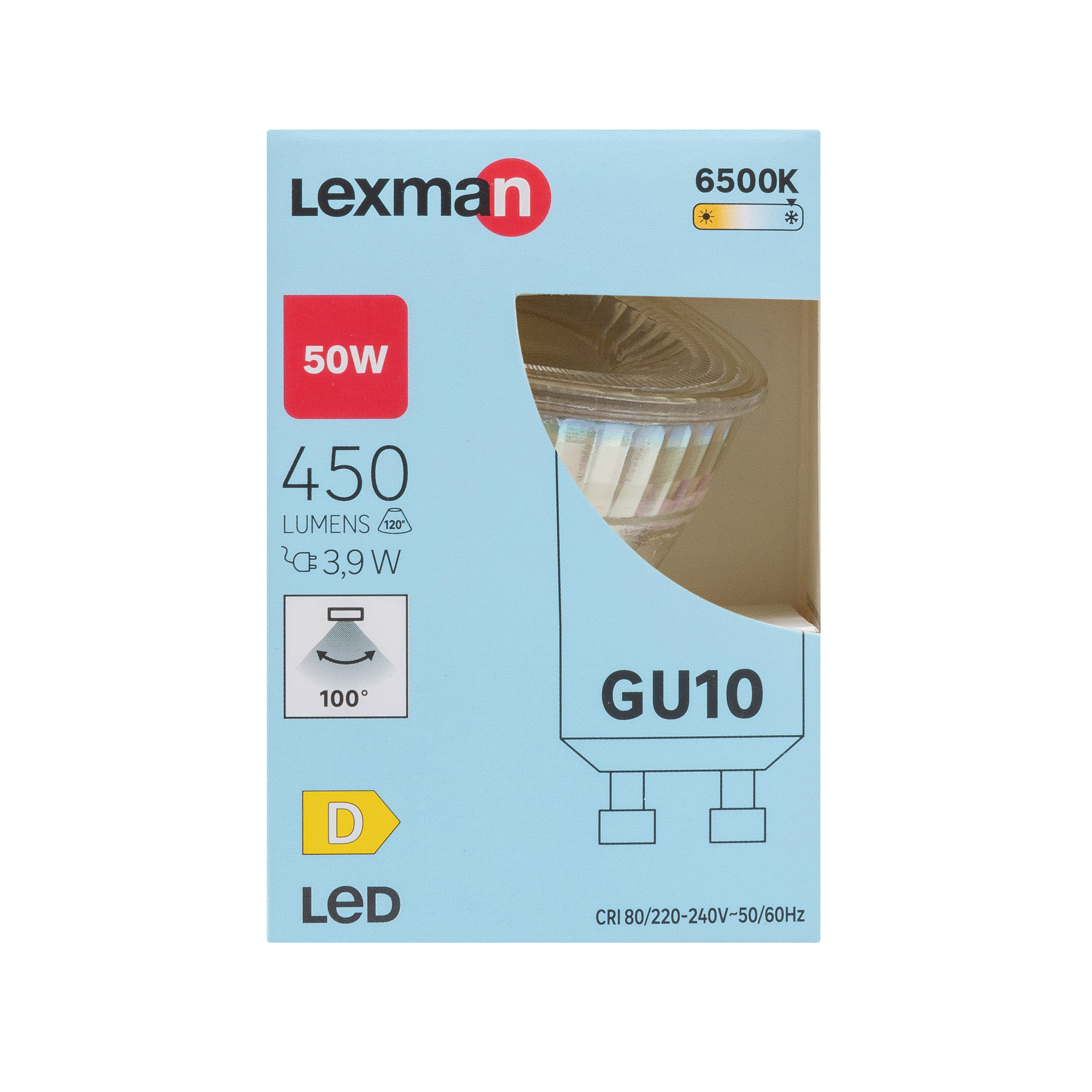 Bombilla LED GU10 450 lúmenes 3.9W color de la luz blanco frío 6500K CRI 89-80 luz natural y fiel clase energética D - 2