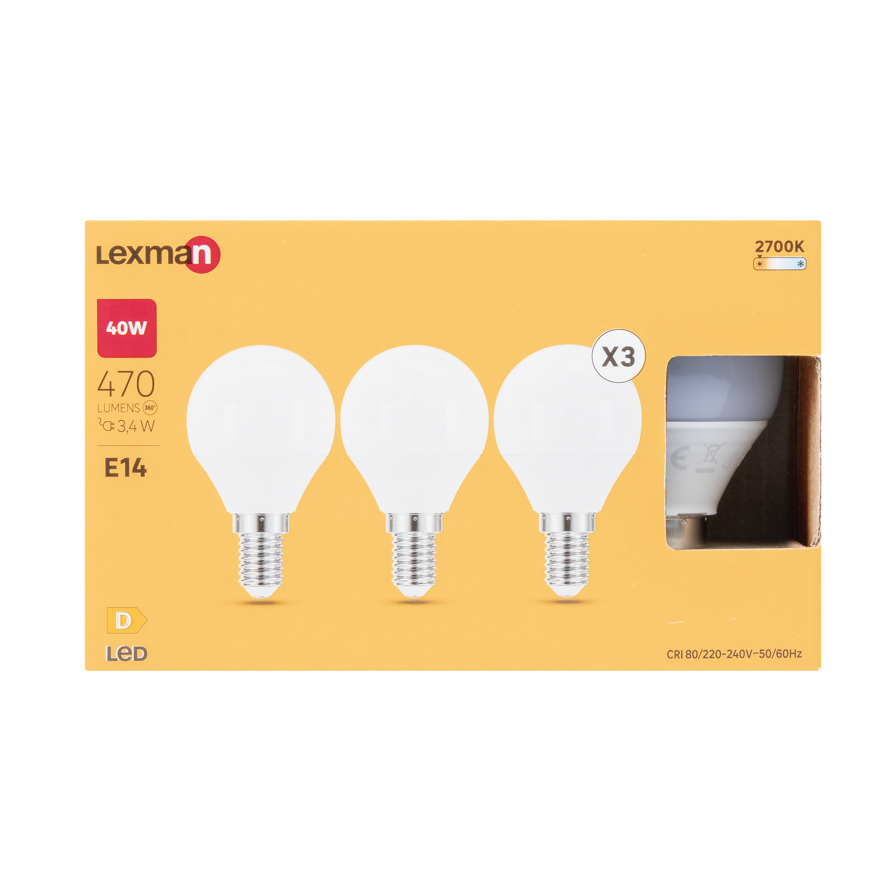 Pack 3 Lâmpada LED P45 E14 470 lm 2700 k Lexman - 5