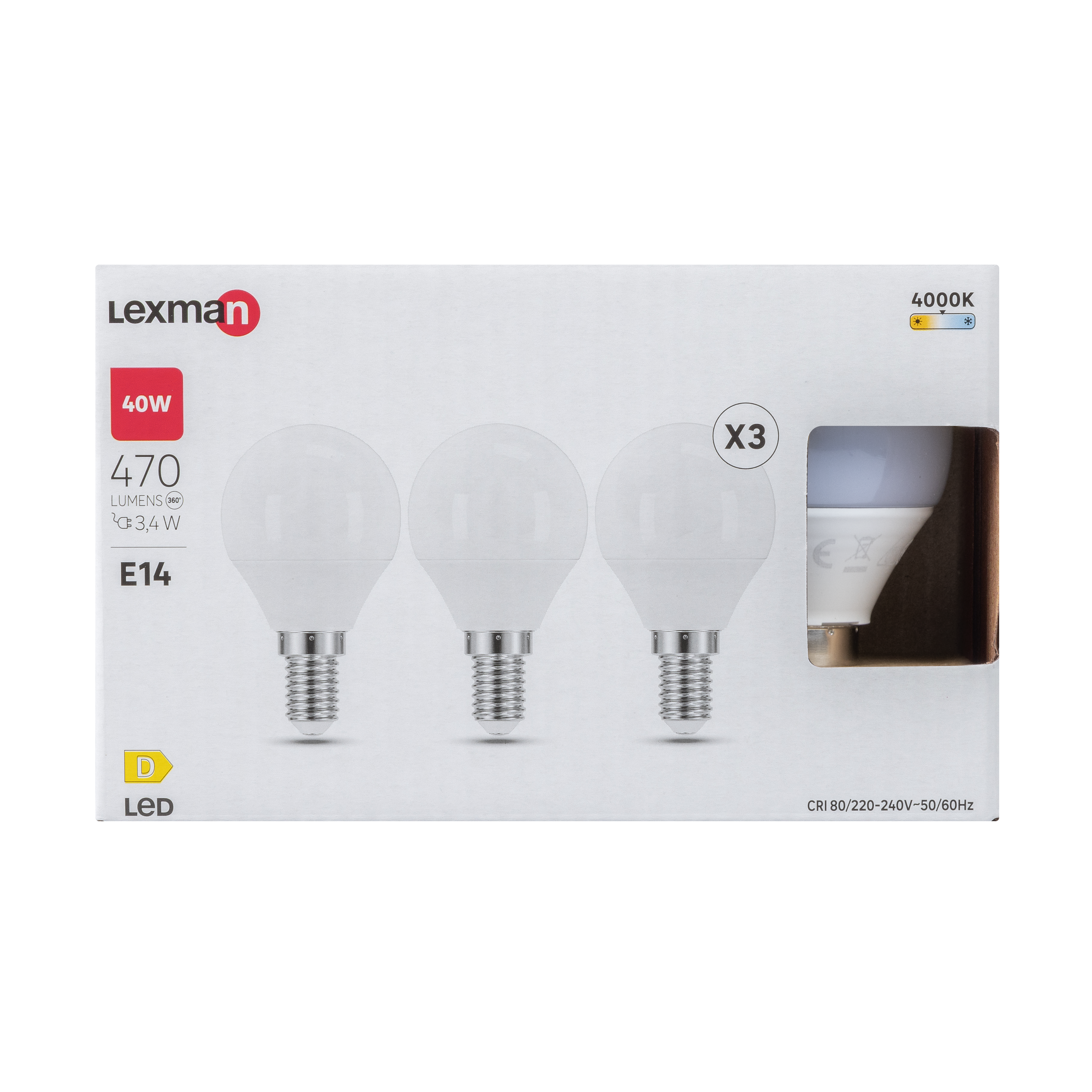 Pack 3 Lâmpada LED P45 E14 470 lm 4000 k Lexman - 5
