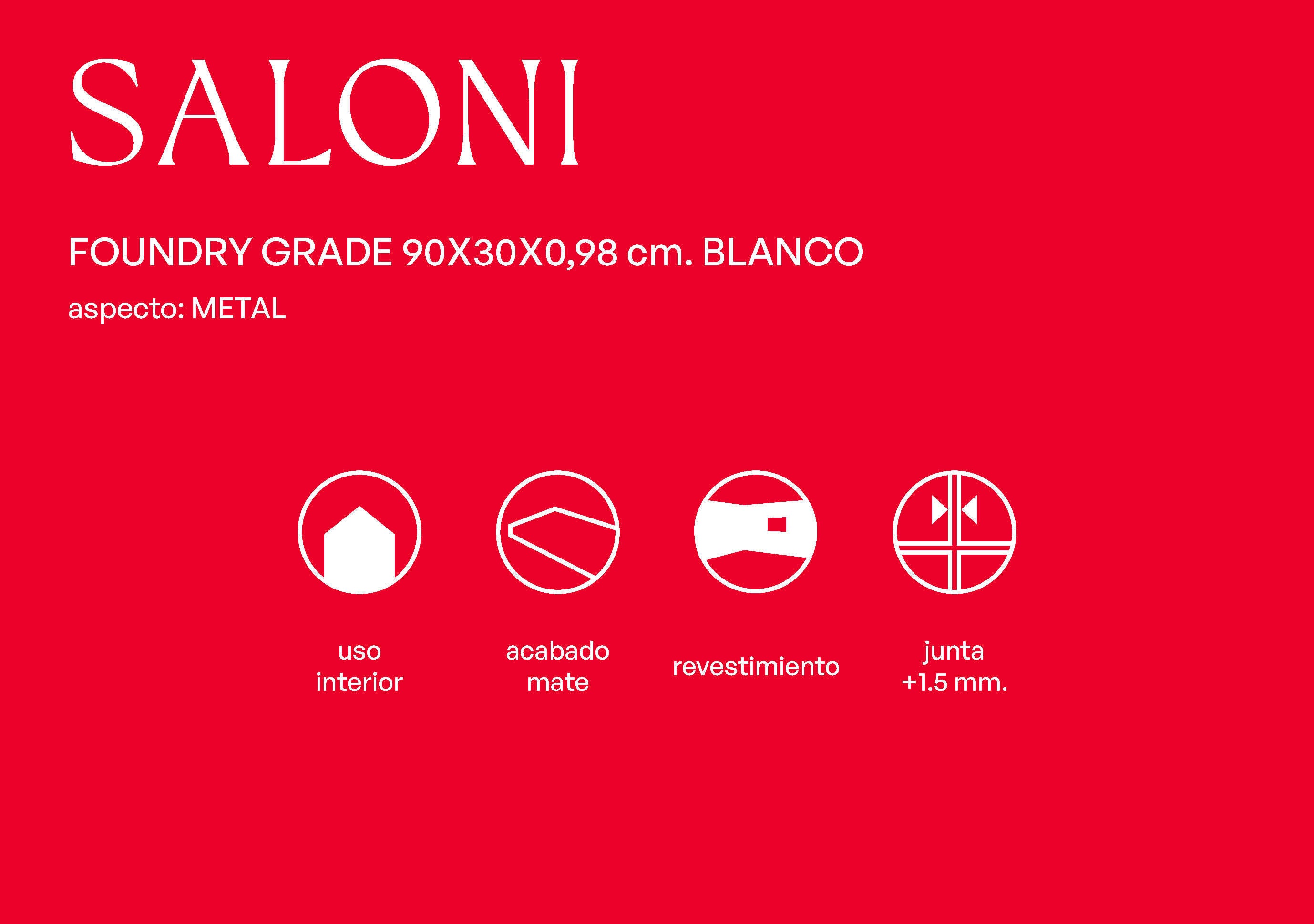 Azulejo cerámico Foundry efecto cemento blanco 30x90 cm SALONI - 6