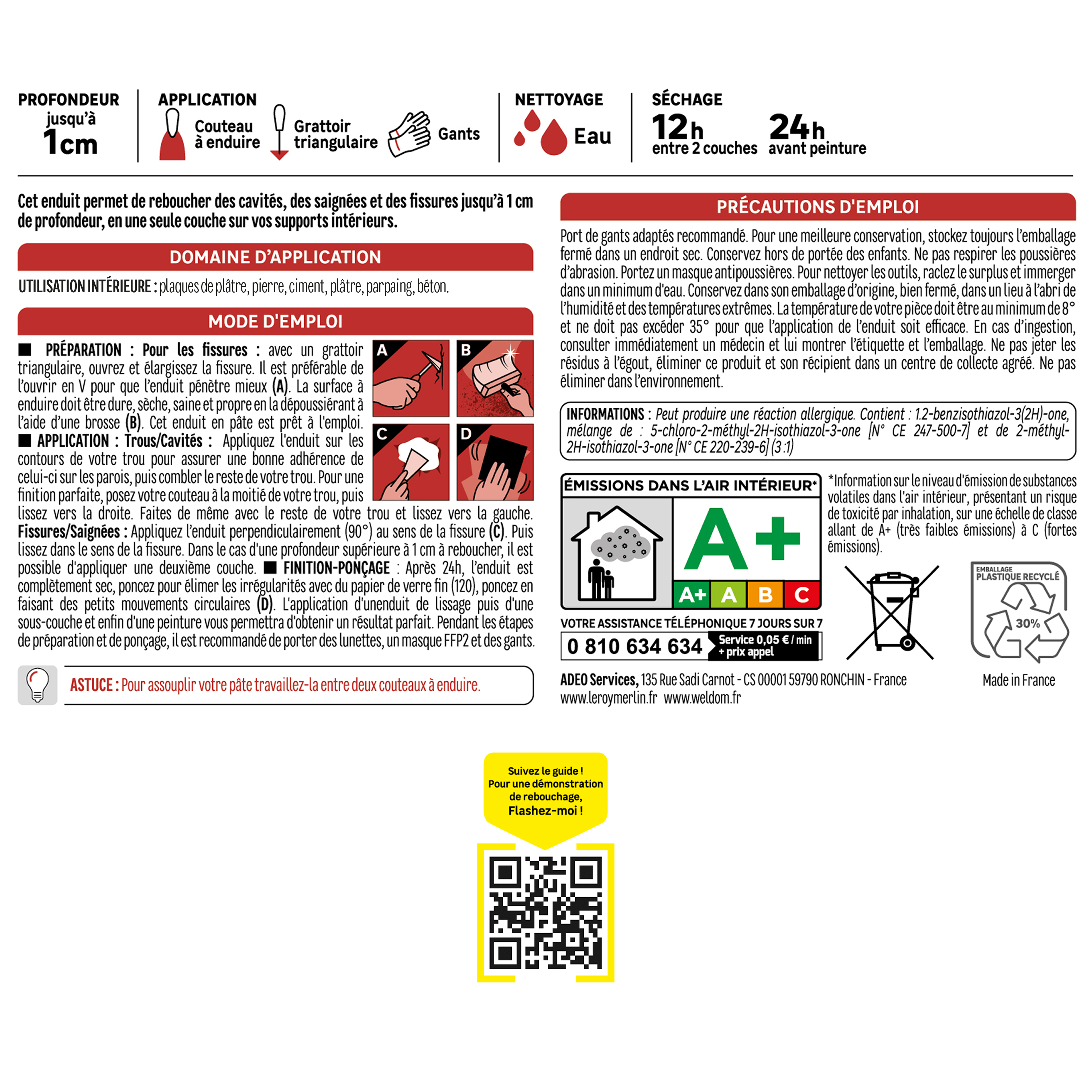 Enduit de rebouchage en pâte Prêt à l'emploi AXTON 1.5 kg - 4