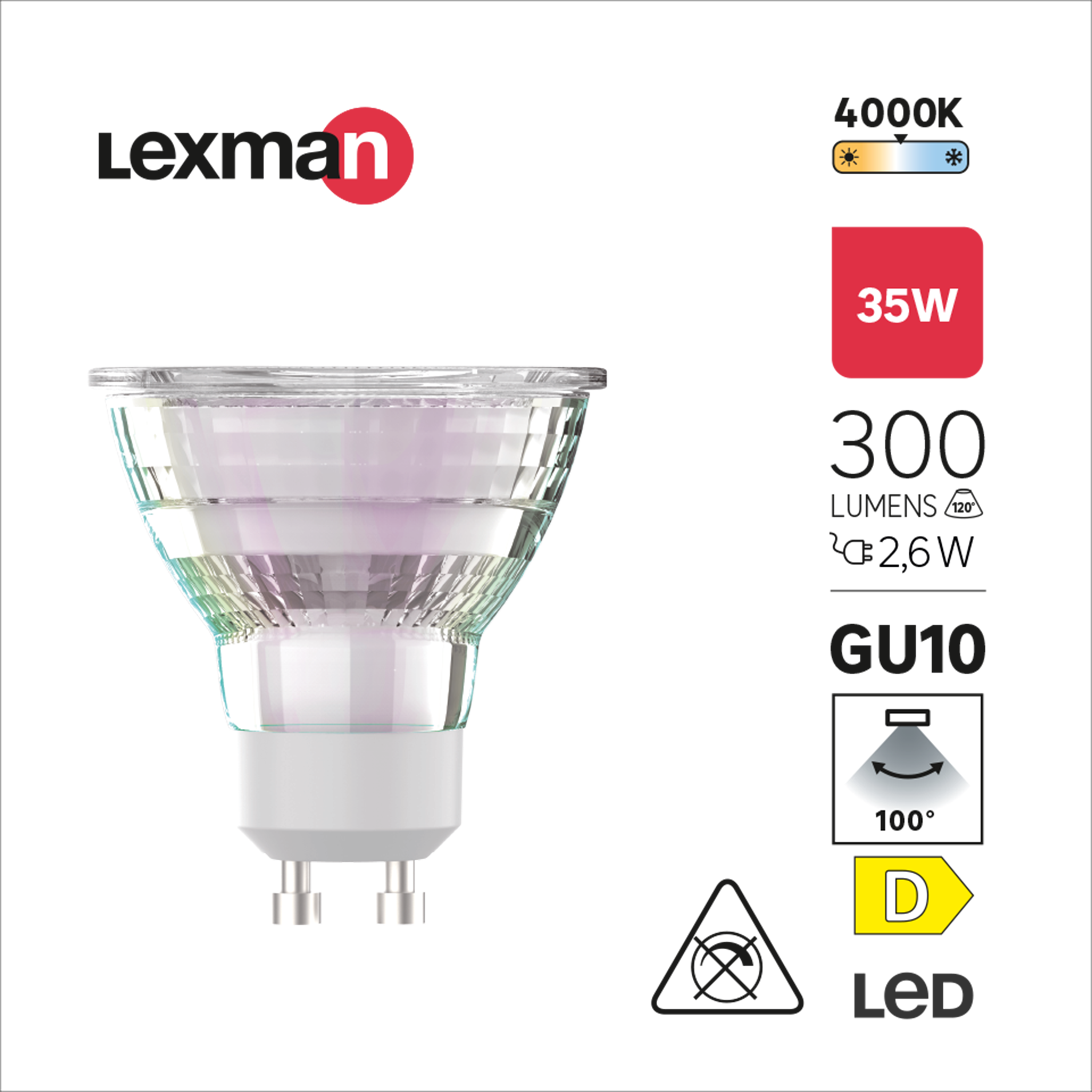 Lâmpada led decorativa GU10 300 lm 4000k Lexman - 4