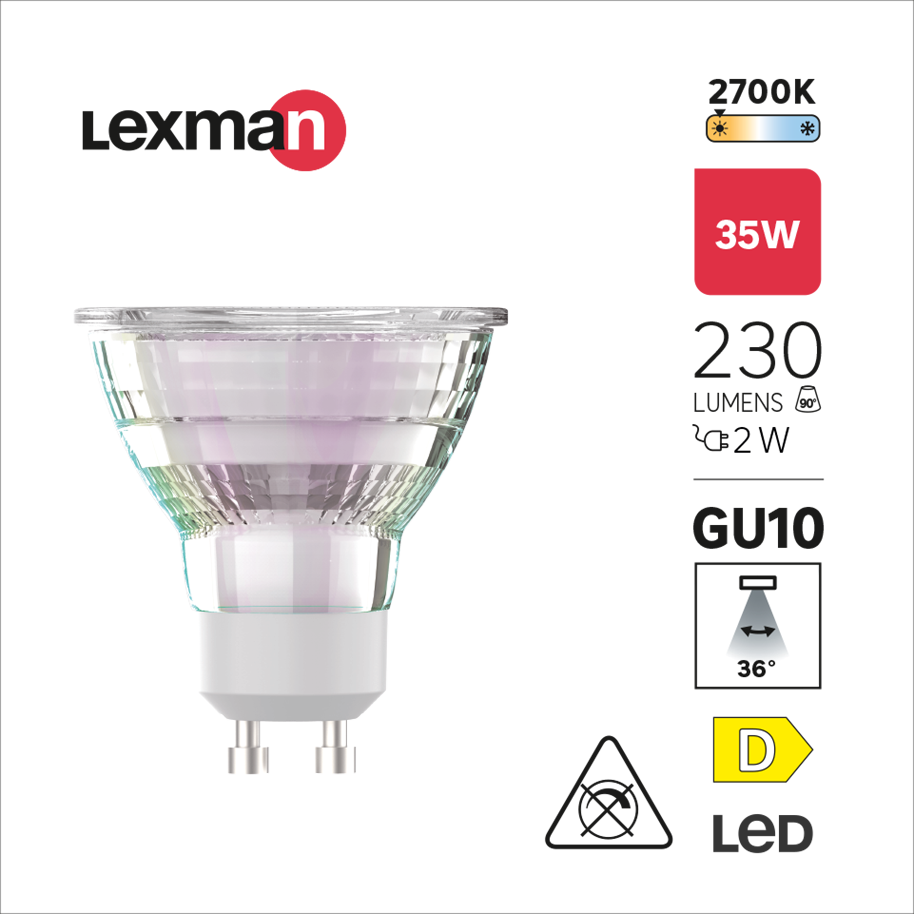 Lâmpada LED GU10 230LM branco vidro Lexman - 4