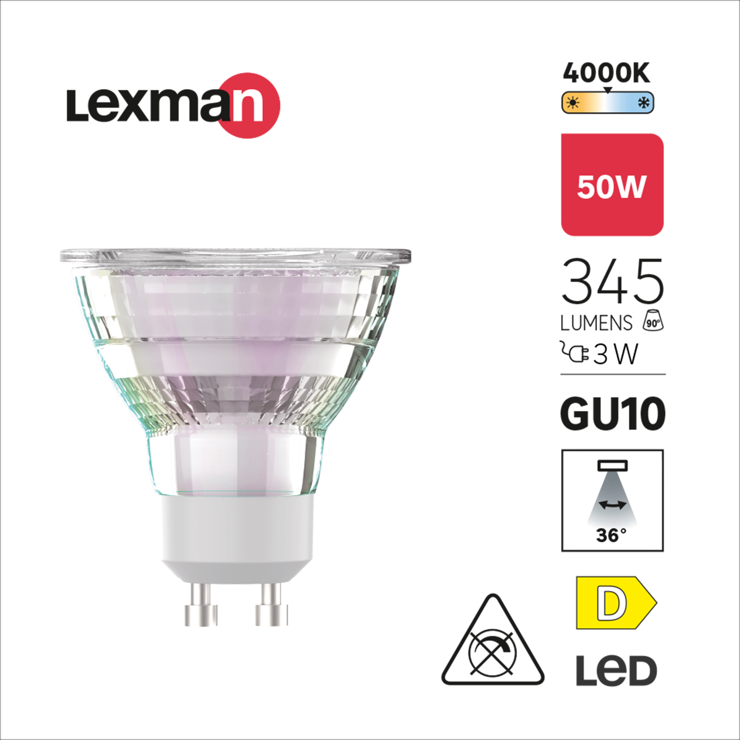 Żarówka LED GU10 3 W 345 lm Neutralna biel Lexman  - 5