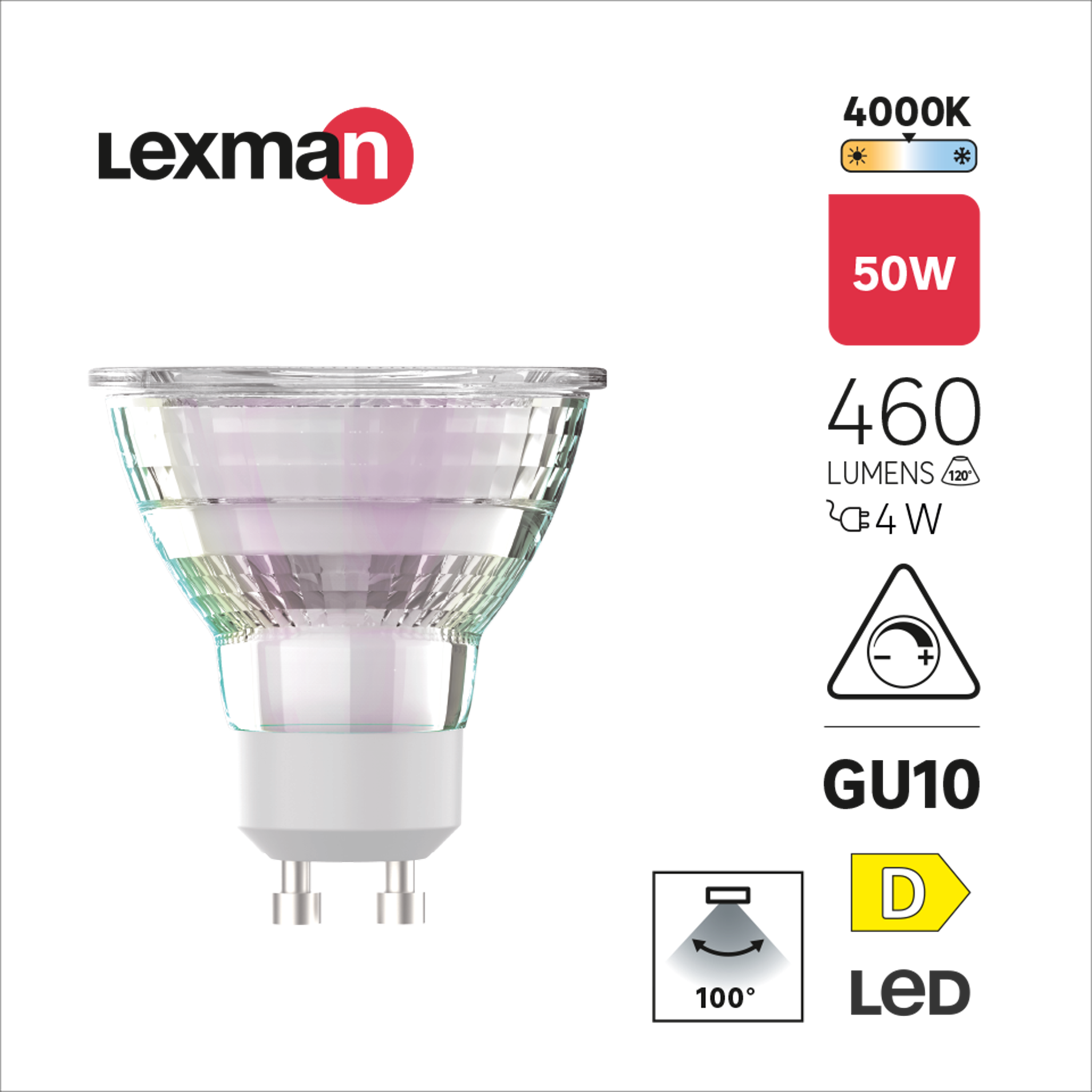 Lâmpada led GU10 VID 460 lm 4000K Lexman - 3