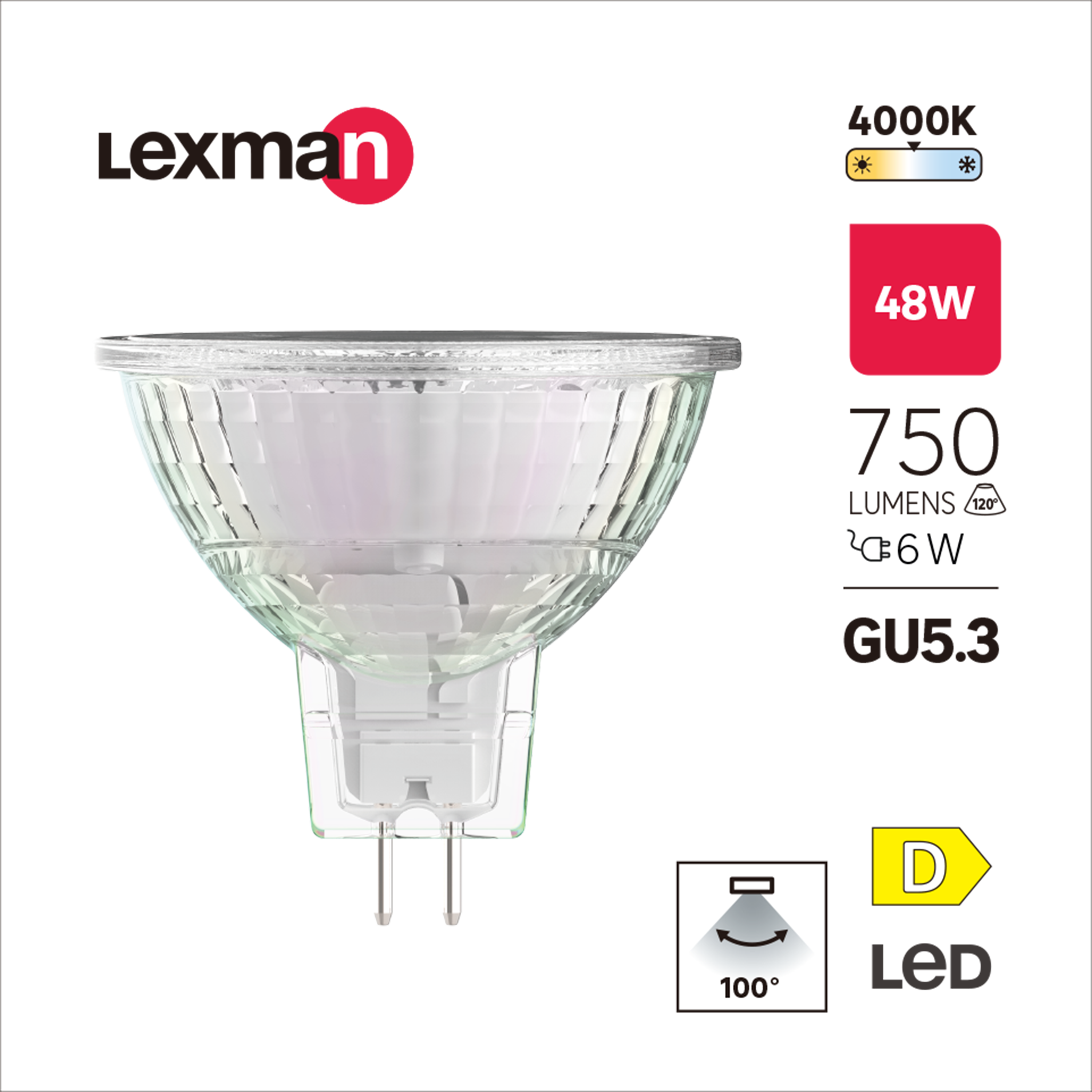Żarówka LED GU5.3 6 W 750 lm Neutralna biel Lexman - 4