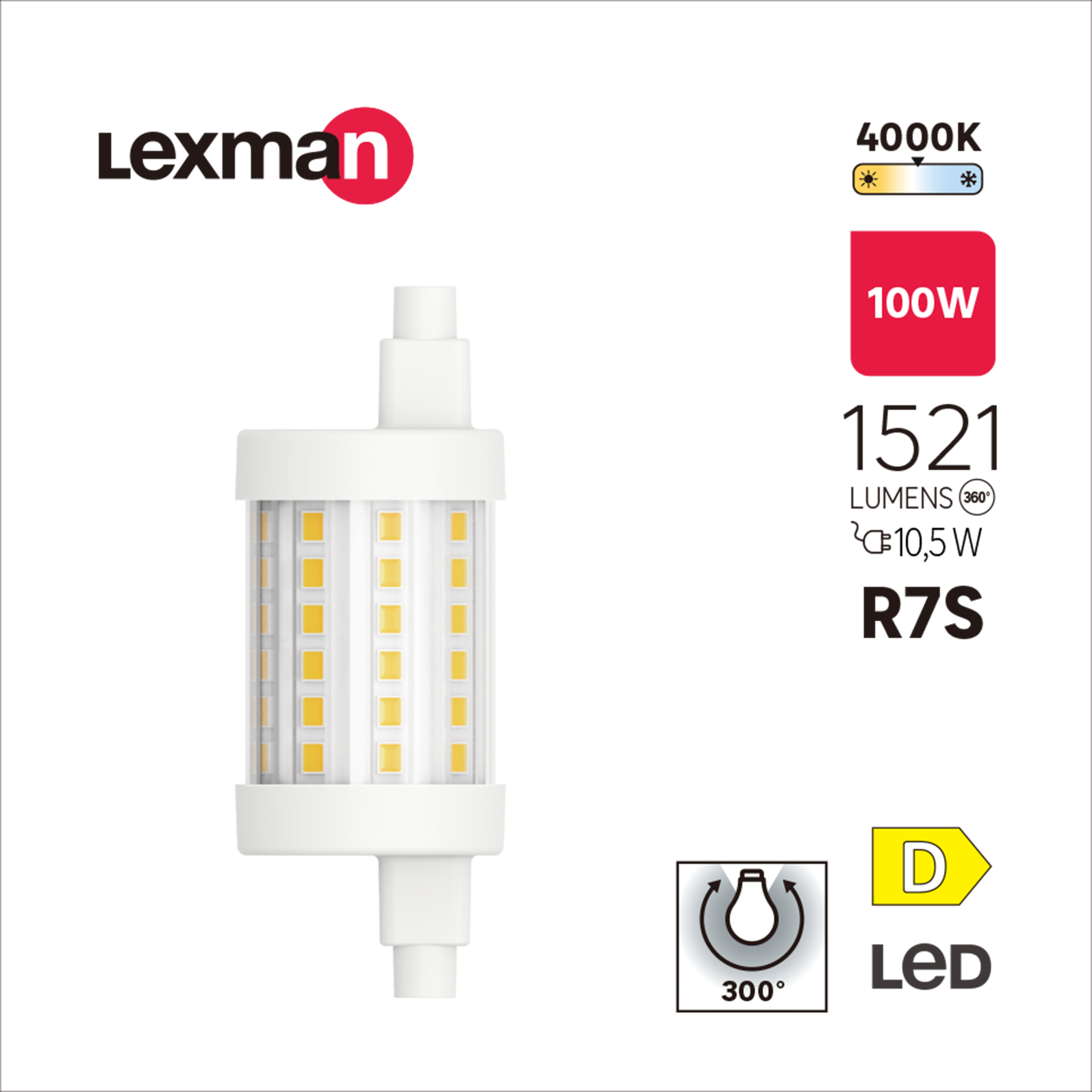 Żarówka LED R7S 10,5 W 1521 lm Neutralna biel Lexman - 5
