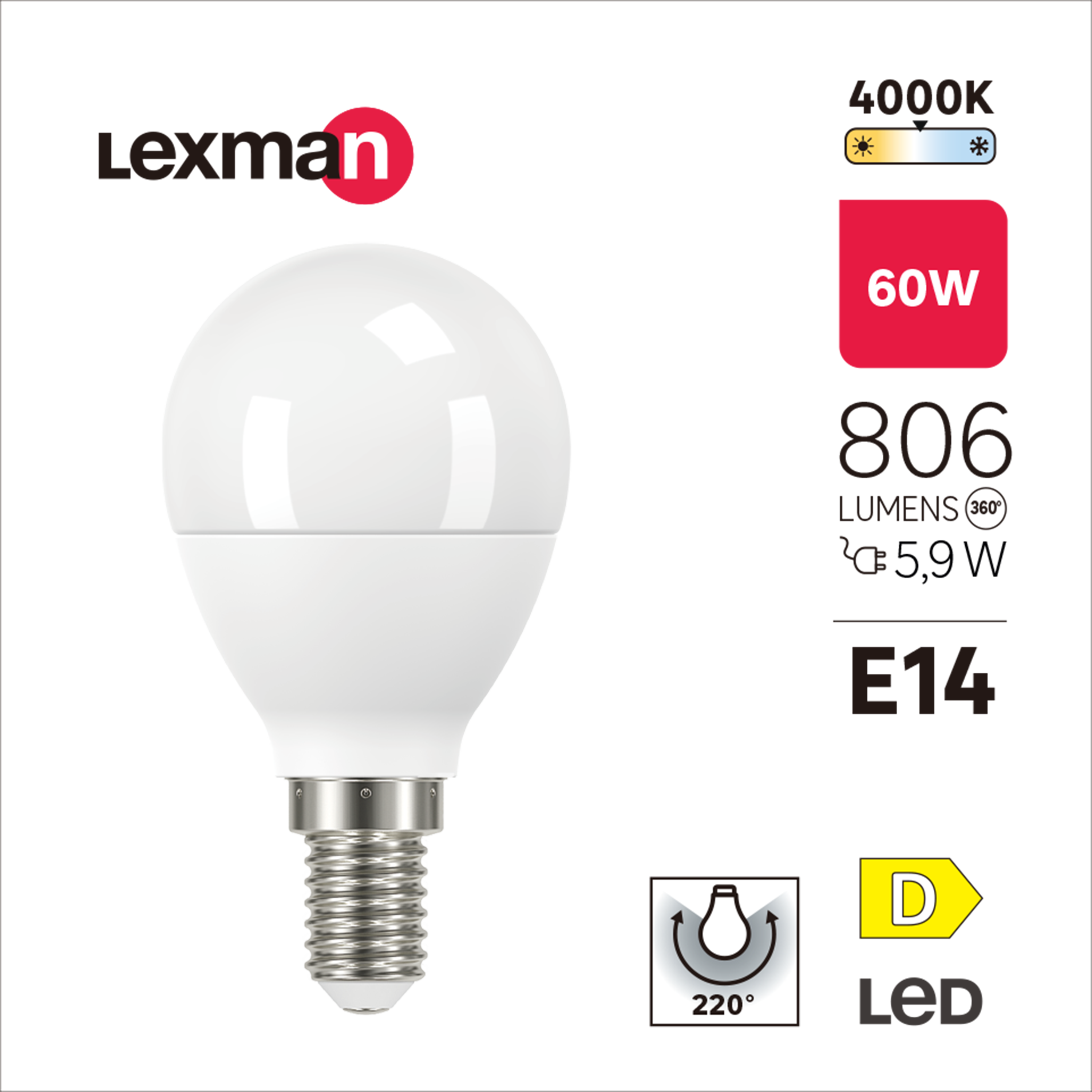 Lâmpada LED P45 E14 806 lm 4000 k Lexman - 3