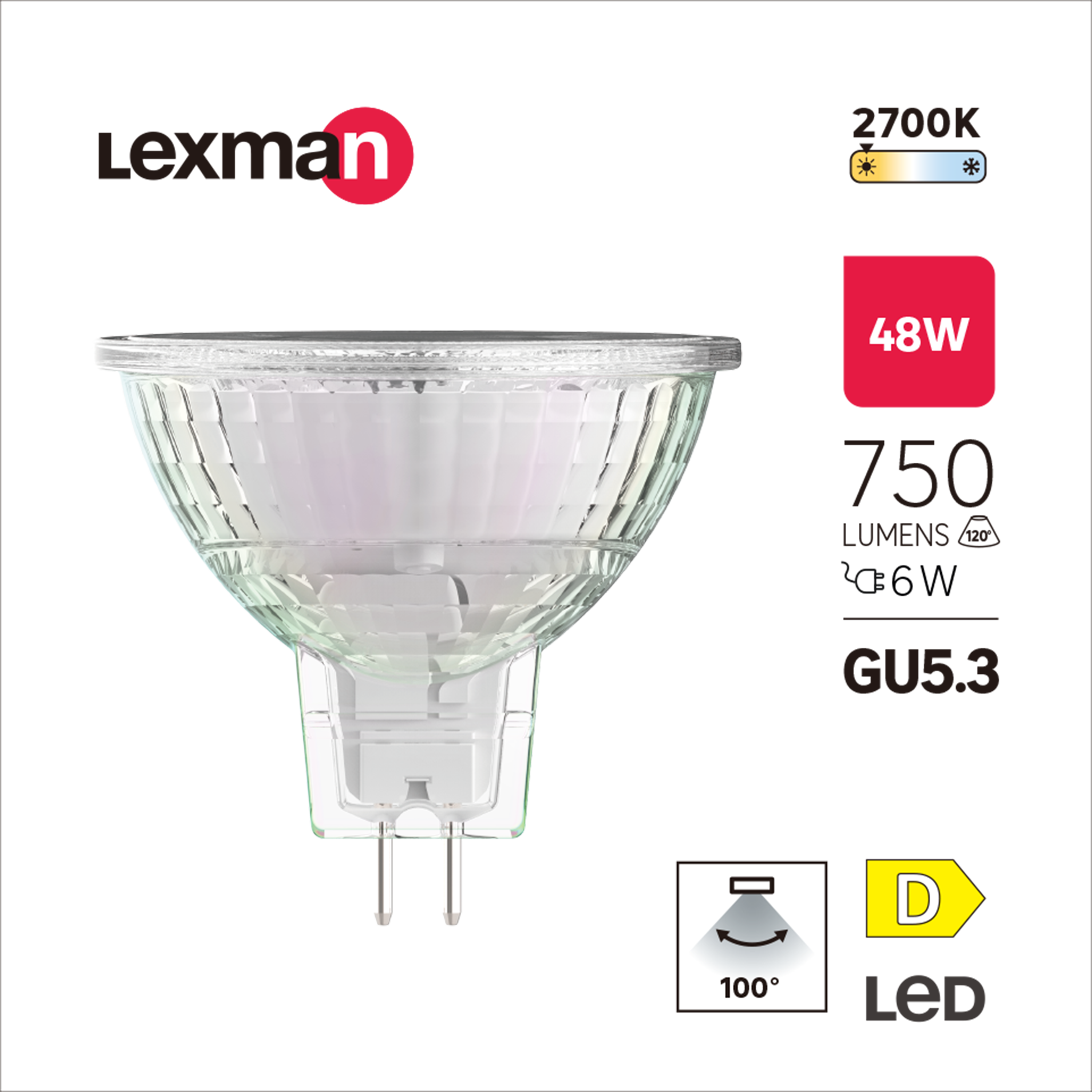 Żarówka LED GU5.3 6 W 750 lm Ciepła biel Lexman - 5