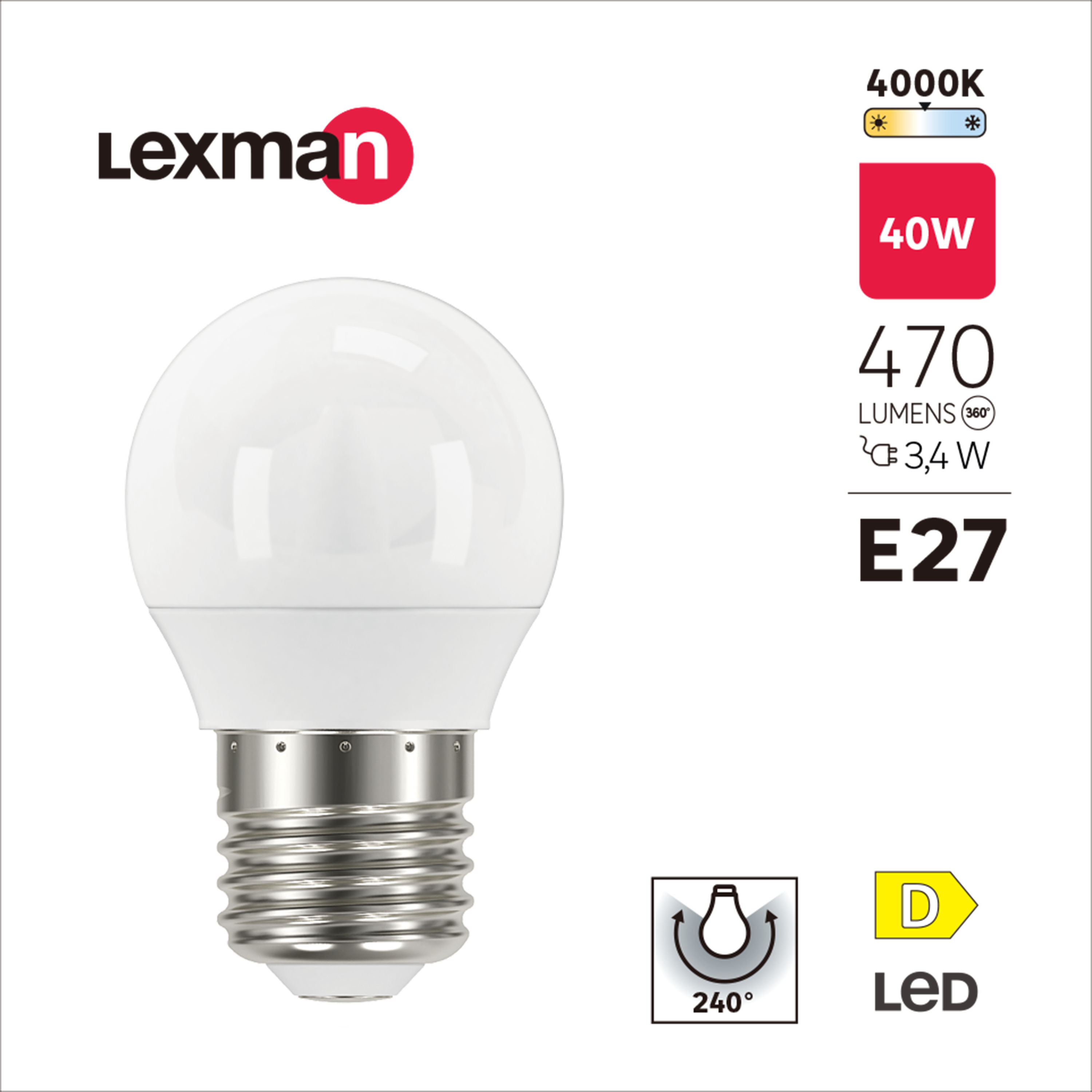 Żarówka LED E27 3,4 W 470 lm Neutralna biel Lexman - 5