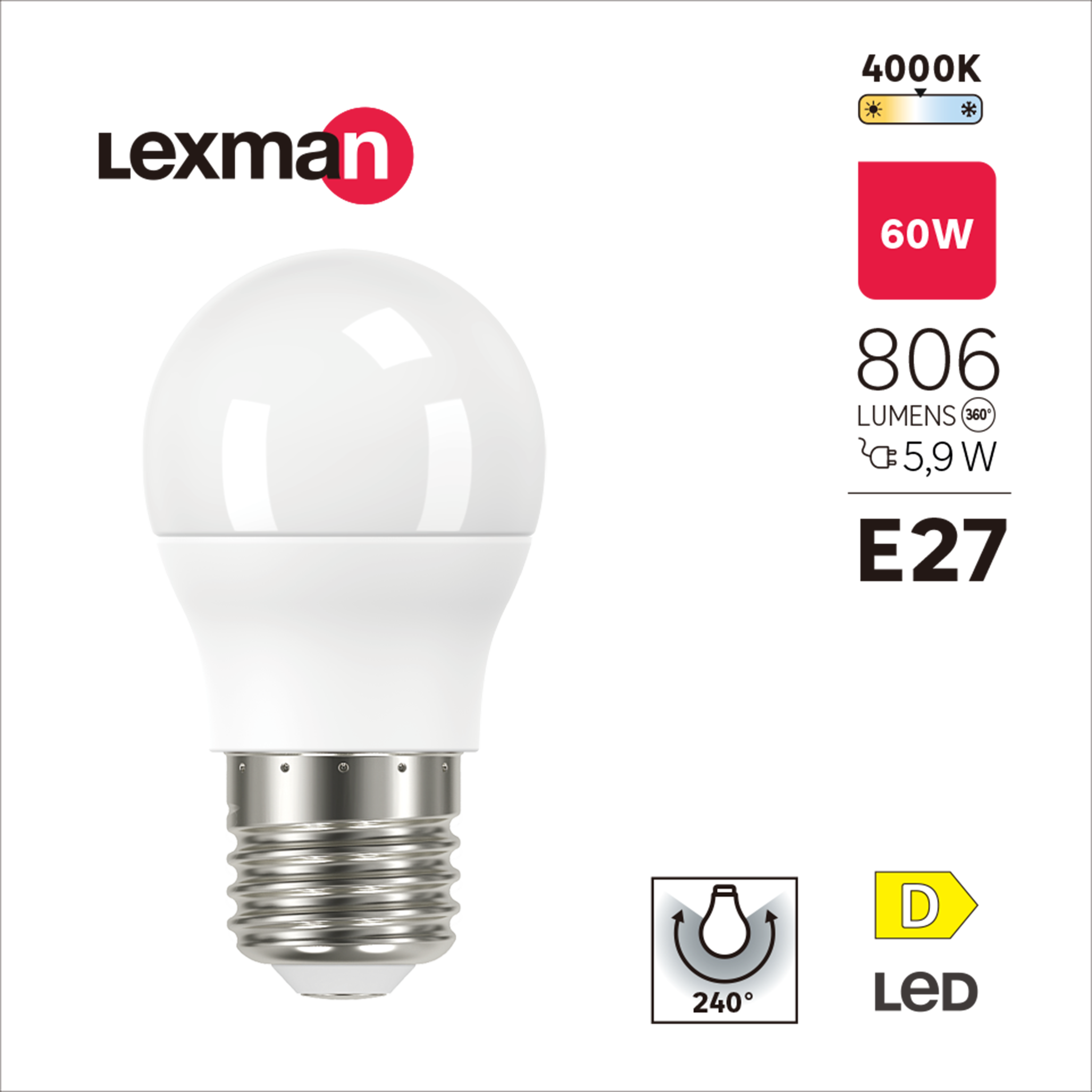 Lâmpada LED P45 E27 806 lm 4000 k Lexman - 4