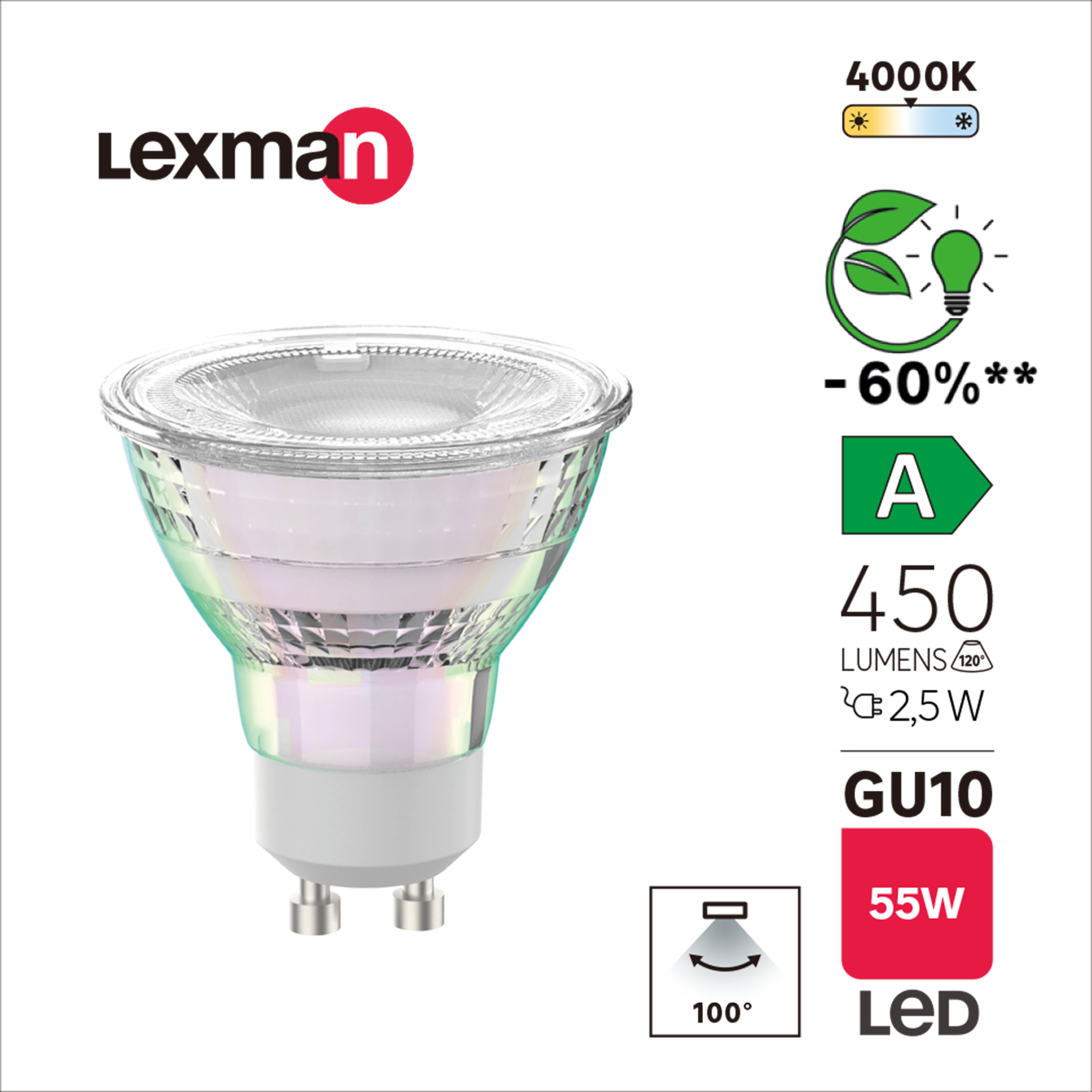 Lâmpada LED GU10 450 lm 4000 k classe A vidroRO - 3