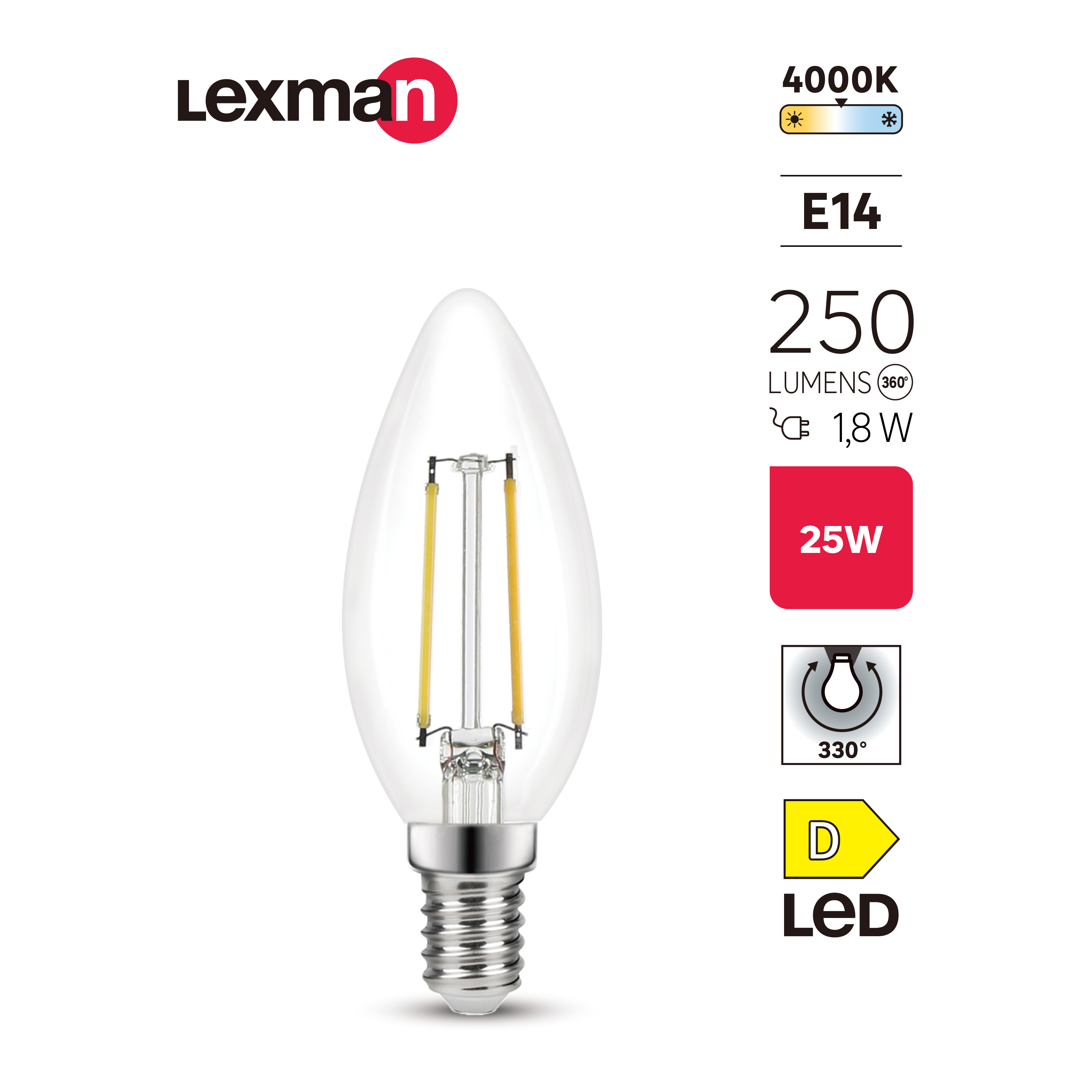 Żarówka LED E14 1,8 W 250 lm Neutralna biel Lexman - 4