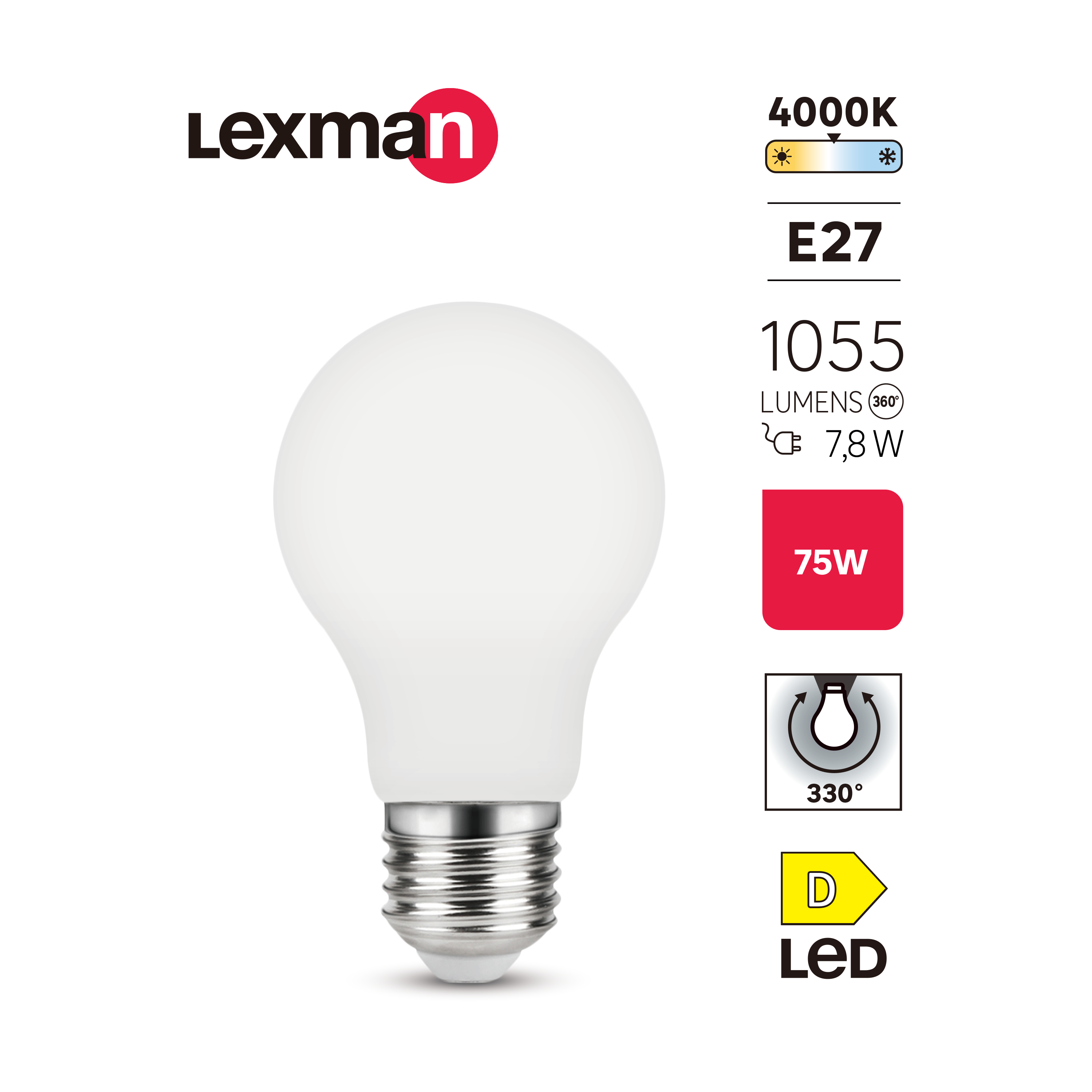 Żarówka LED E27 7,8 W 1055 lm Neutralna biel Lexman - 4